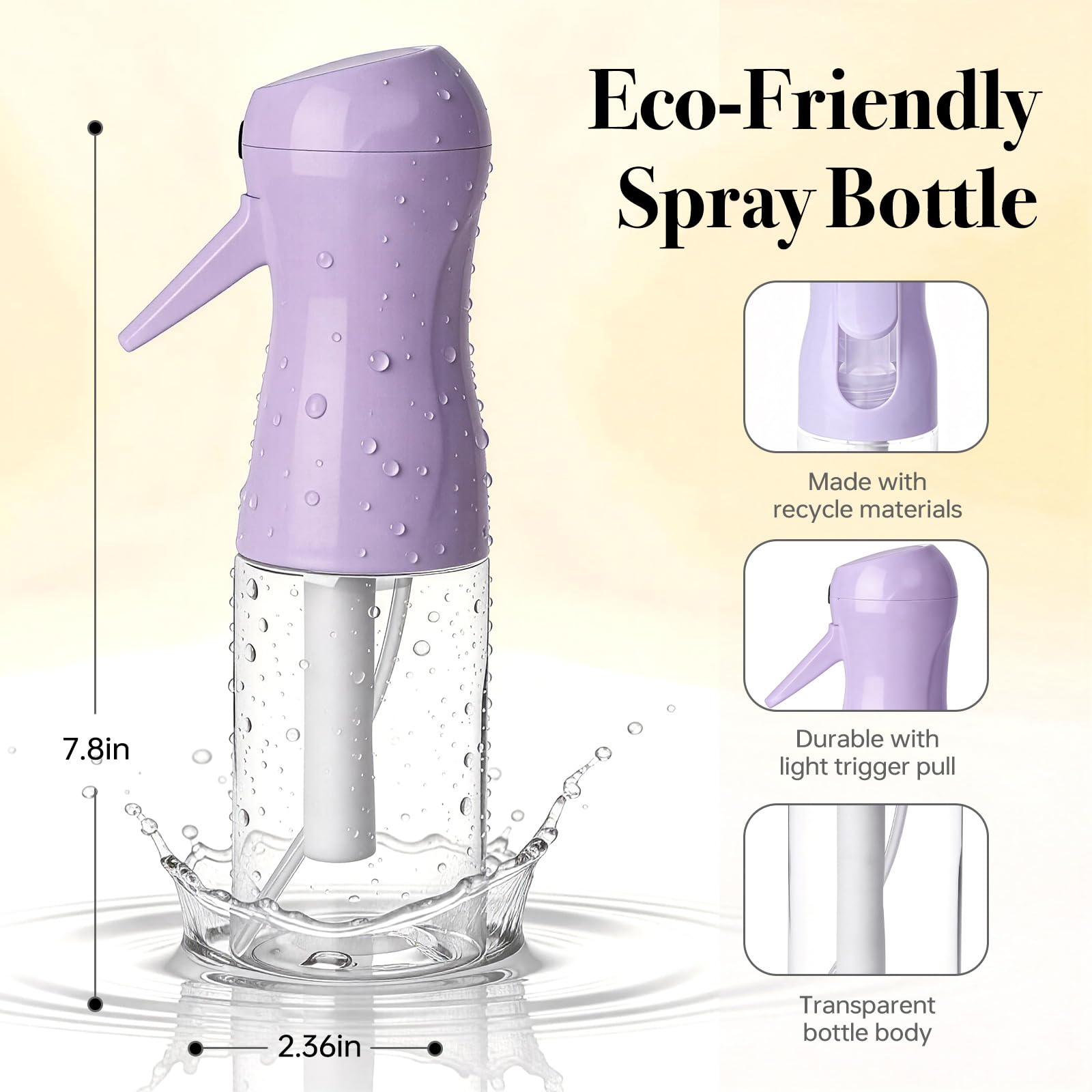 RMNJPW 3Pcs Continuous Spray Bottles For Hair,Ultra Fine Mister for Hair Styling, Plants, Cleaning, Salon, Misting & Skin Care（200ml/6.8oz Green+Pink+Purple）