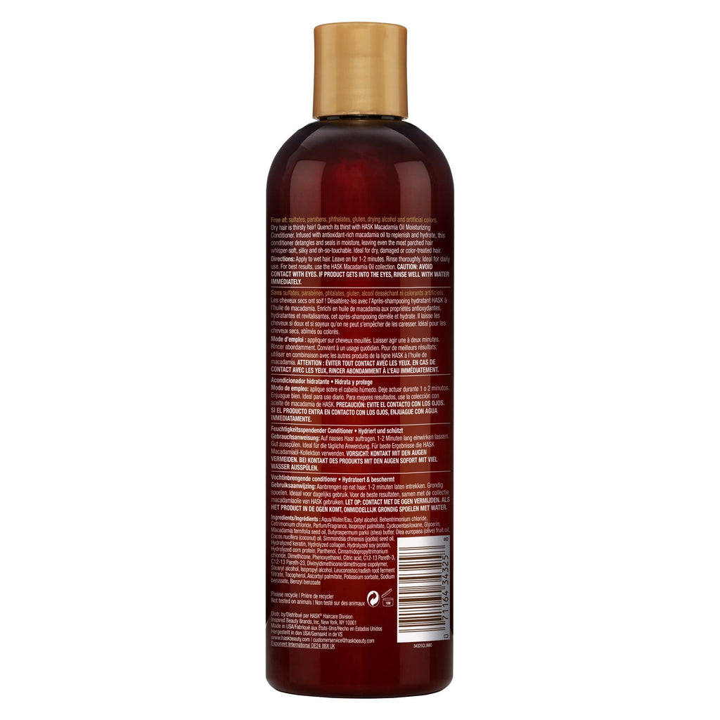 Hask Conditioner Macadamia Oil Moisturizing 12 Ounce (354ml) (2 Pack)