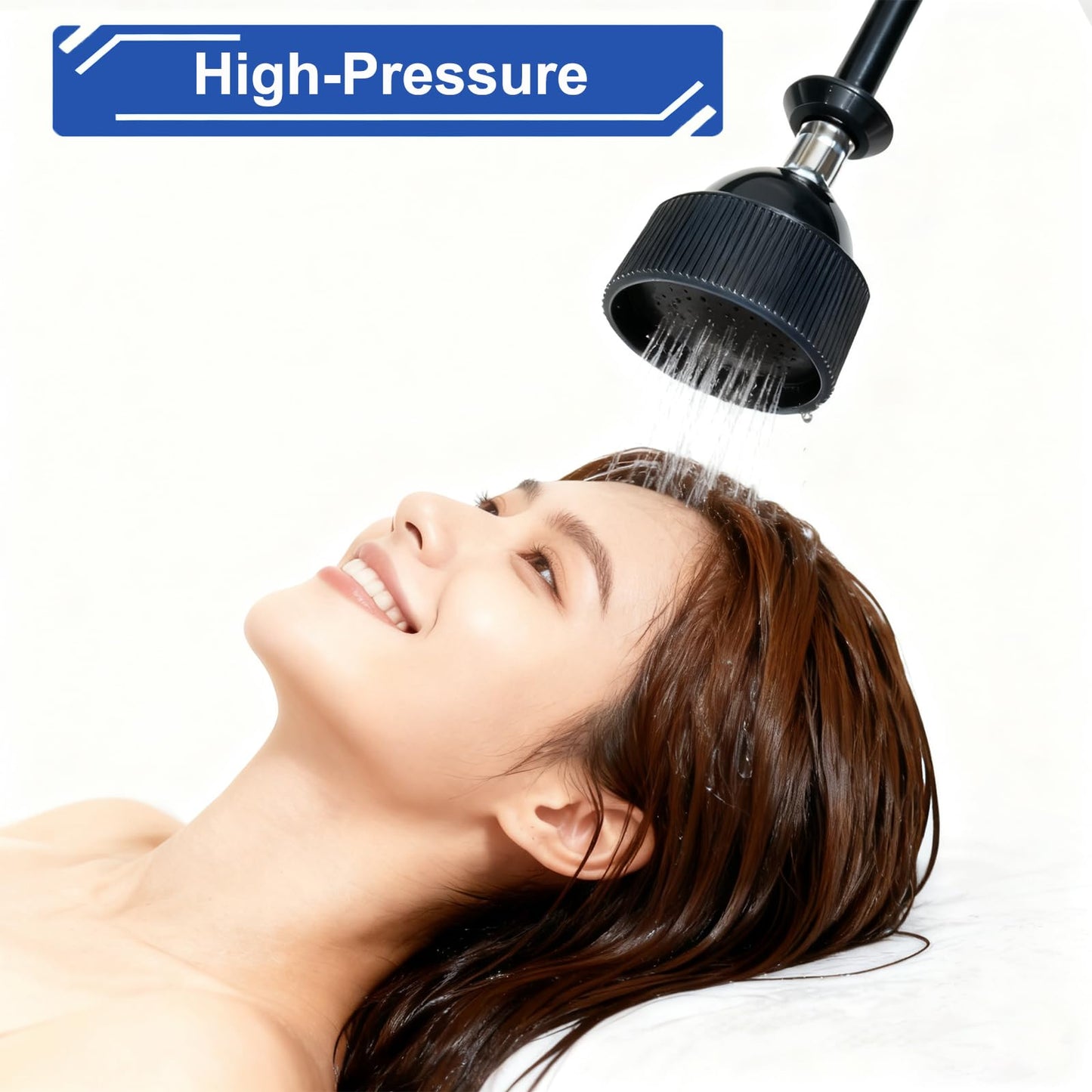 2 Pcs Shampoo Bowl Sprayer Head with Black Rubber Hose Kit 1/4" Thread for Salon Sink Barber Shop Spa Basin & Most Commercial Shampoo Systems