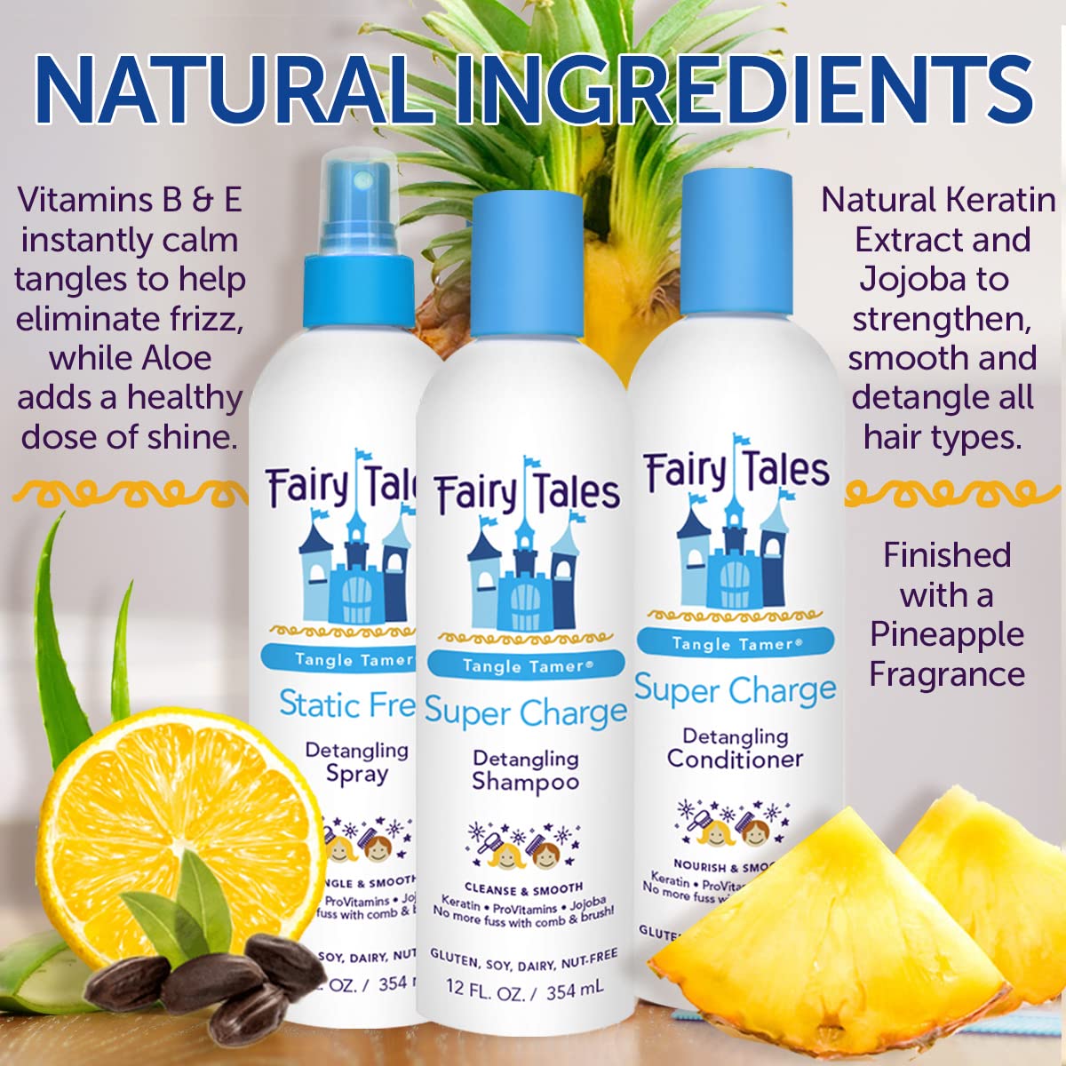White Smoke Fairy Tales Tangle Tamer Super Charge - Detangling Conditioner for Kids - Paraben Free, Sulfate Free, Gluten Free, Nut Free - 12 oz