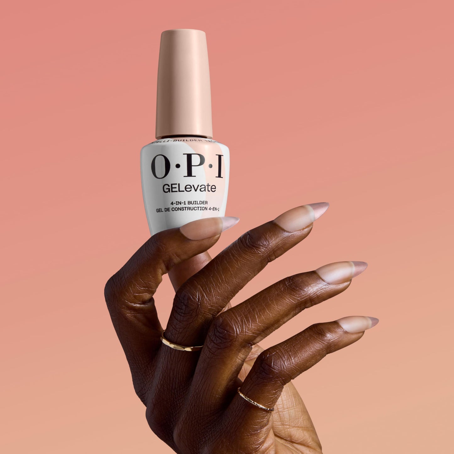 Dark Salmon OPI GELevate 4-in-1 Nail Builder Gel | OPI’m Flawless, Clear Color | UV Cure Gel Builder Nail Polish | Vegan | 15 ML