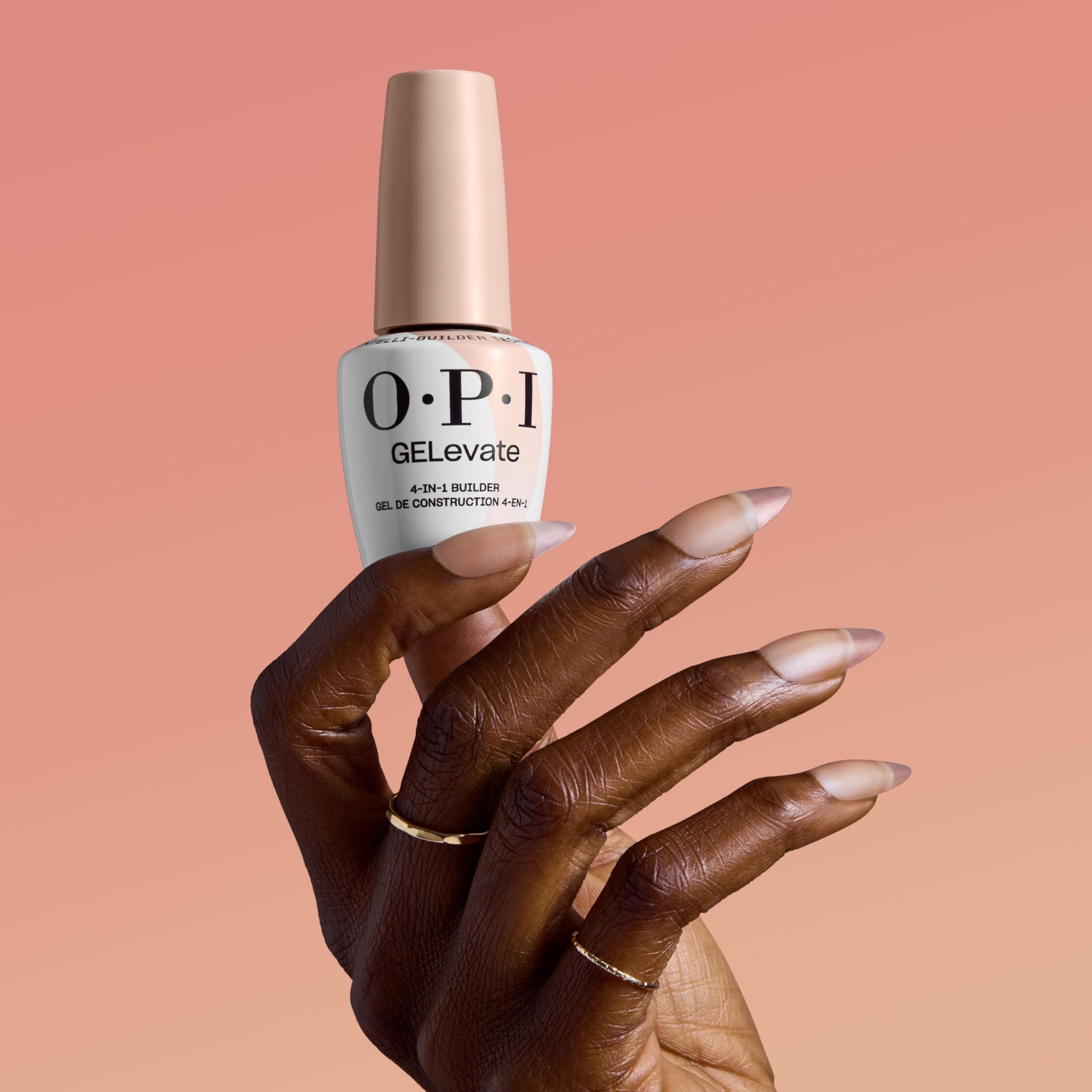 Dark Salmon OPI GELevate 4-in-1 Nail Builder Gel | OPI’m Flawless, Clear Color | UV Cure Gel Builder Nail Polish | Vegan | 15 ML