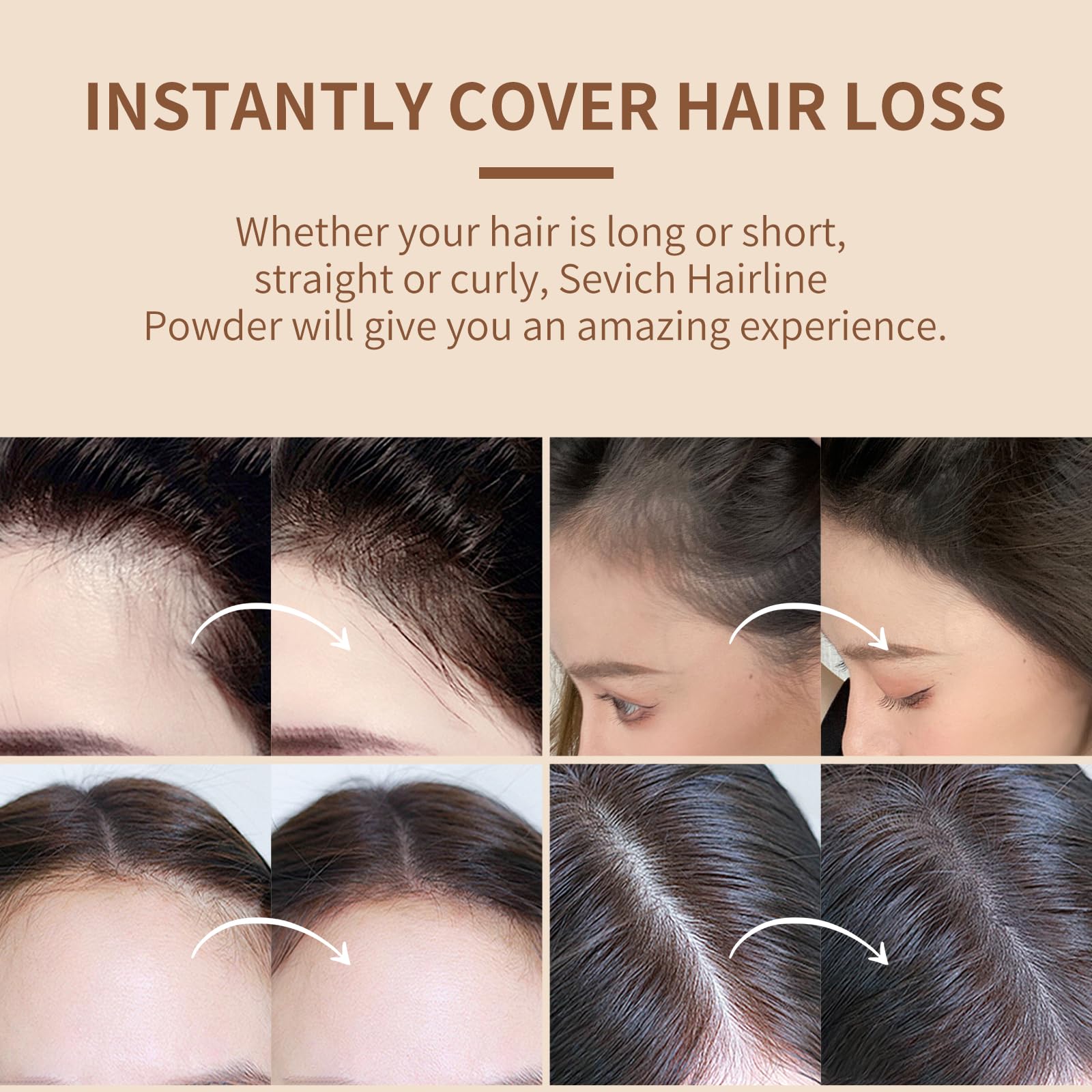 Light Gray Sevich Hairline Powder,Instantly Conceals Hair Loss, Root Touch up Powder, Hair Shadow Toppers for Women & Men, Touch Up for Thinning Gray Hair, Windproof & Sweatproof,Black