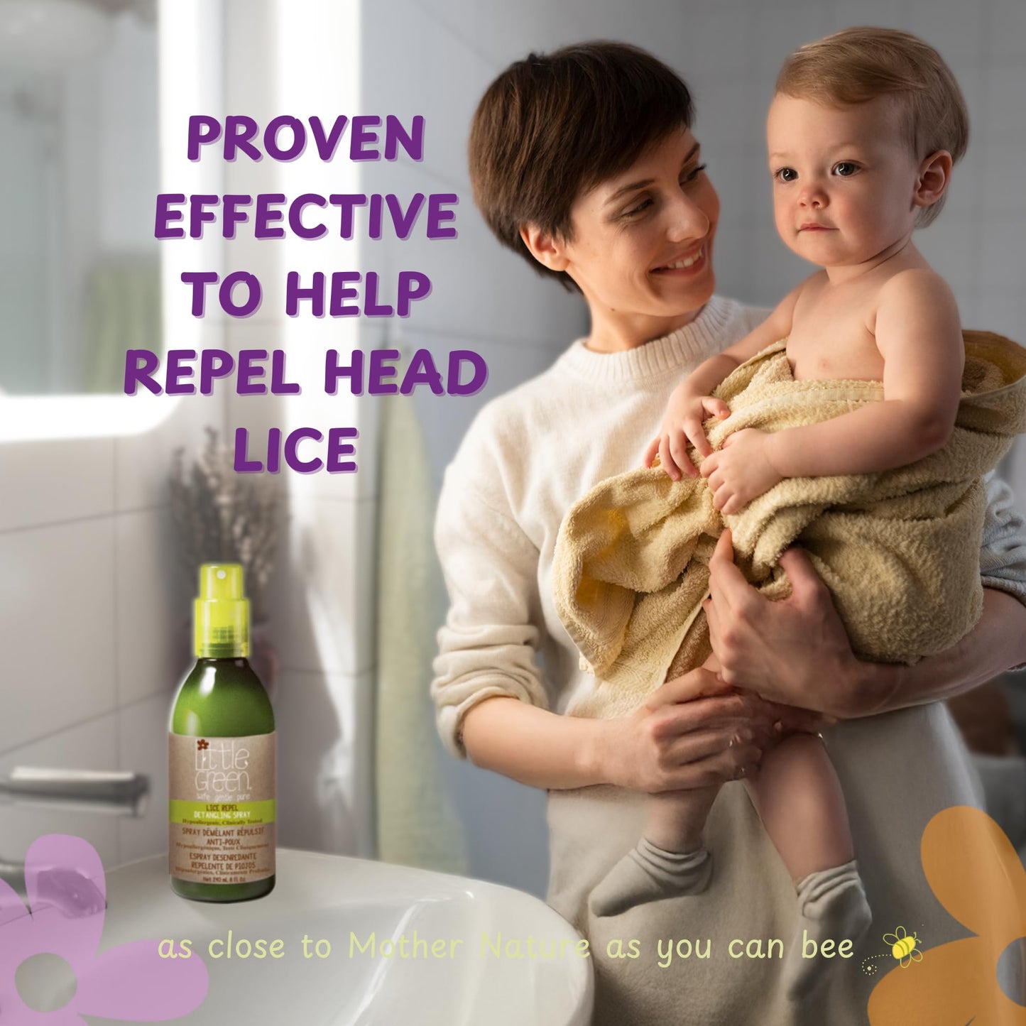 Little Green Kids Lice Guard Detangling Spray, Hair Detangler For Kids, Lice Prevention Spray, Contains Tea Tree Oil, 8oz