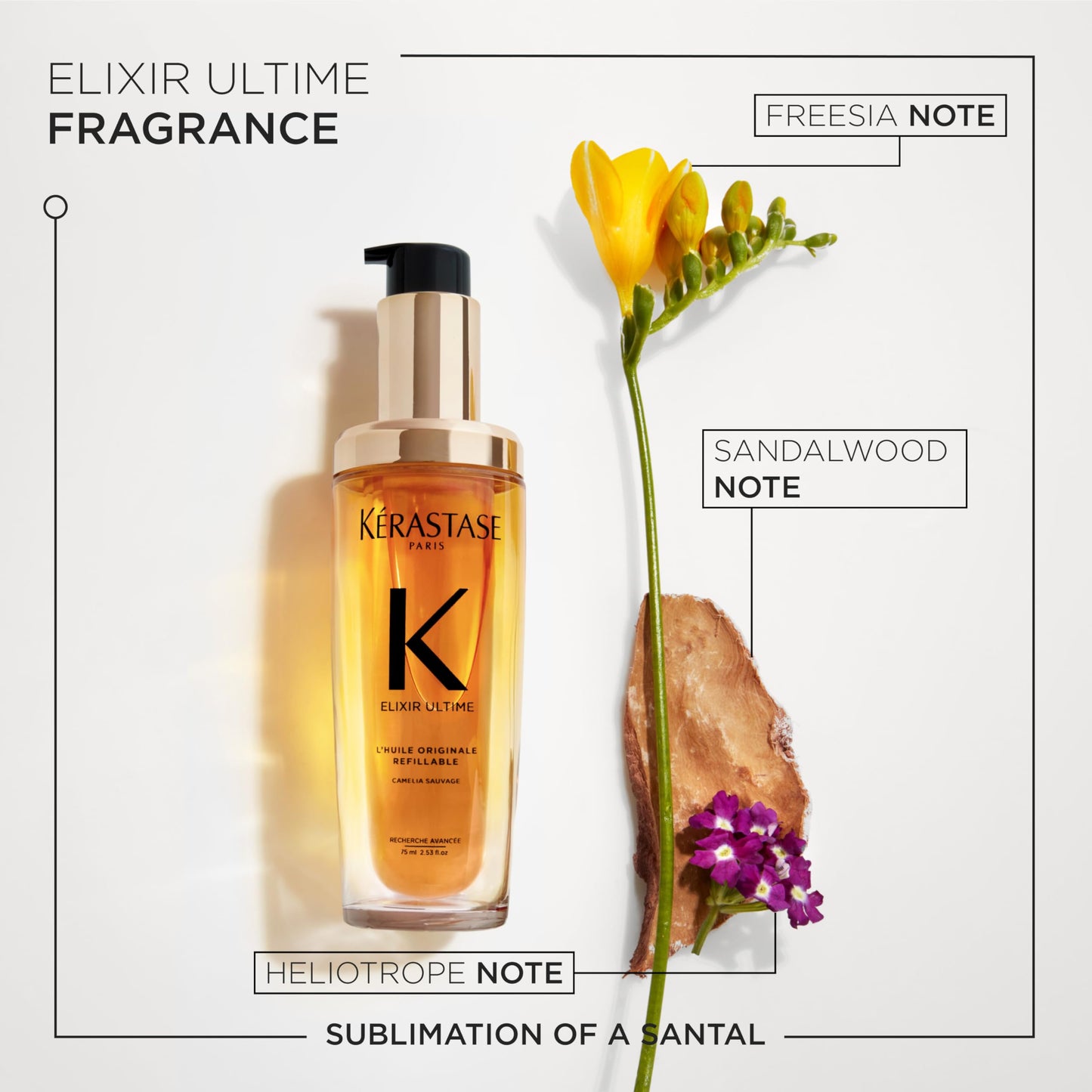 KÉRASTASE New Elixir Ultime Rechargeable L'Huile Originale, Sérum Huile Hydratant pour Lisser les Frisottis et Ajouter de la Brillance au Camélia Sauvage, Renforce et Offre une Protection Thermique, Tous Types de Cheveux