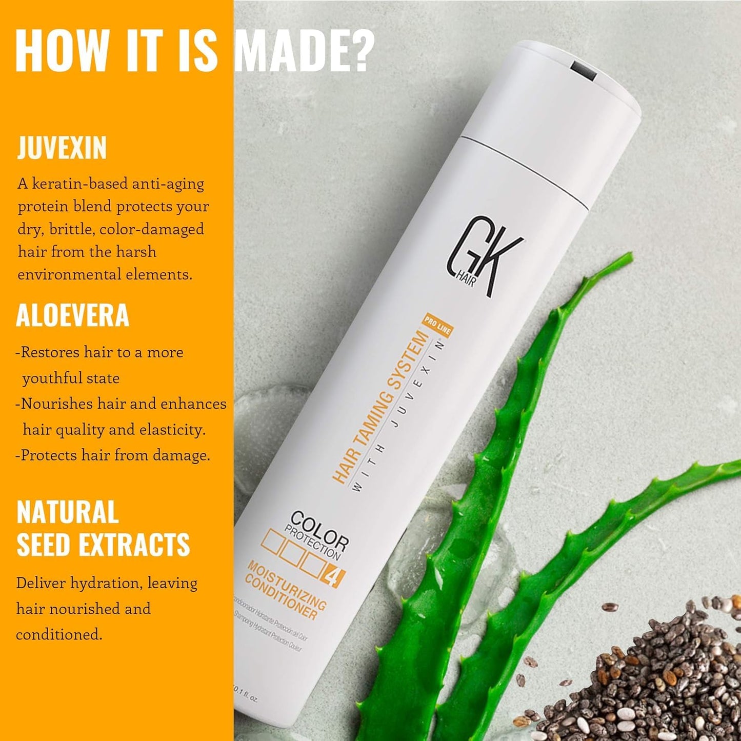 GK HAIR Global Keratin Moisturizing Conditioner and Silver Bombshell Purple Shampoo Set for Blonde & Gray Hair – Hydrating, Color-Protecting Formula for Damaged, Frizz Control & Damage Repair