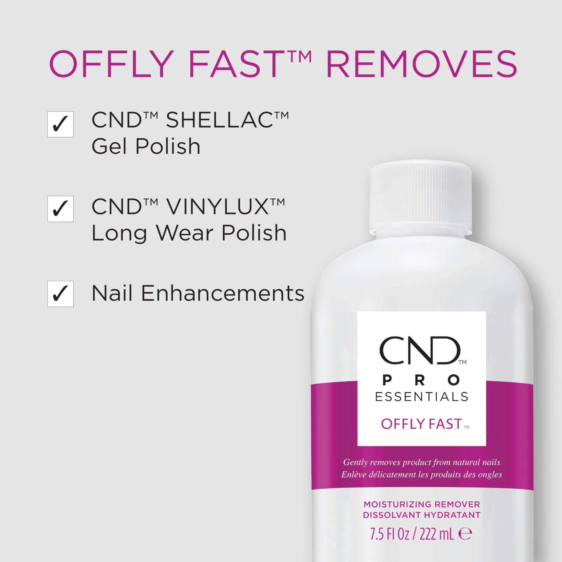 Lavender CND OFFLY FAST Moisturizing Nail Polish Remover, 32 fl oz