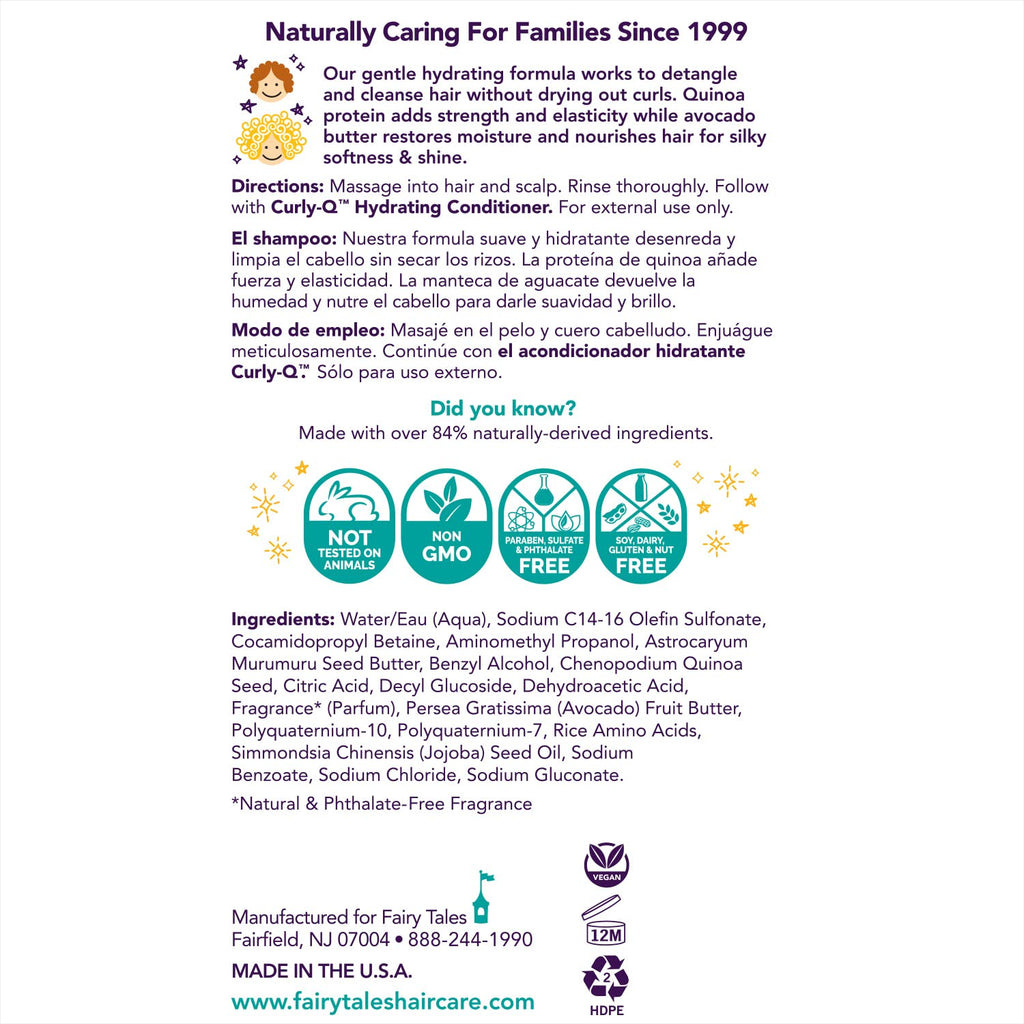 Fairy Tales Curly Q Hydrating Shampoo for Curly and Multi-Cultural Hair - Paraben, Sulfate, Gluten and Nut Free - 12 oz