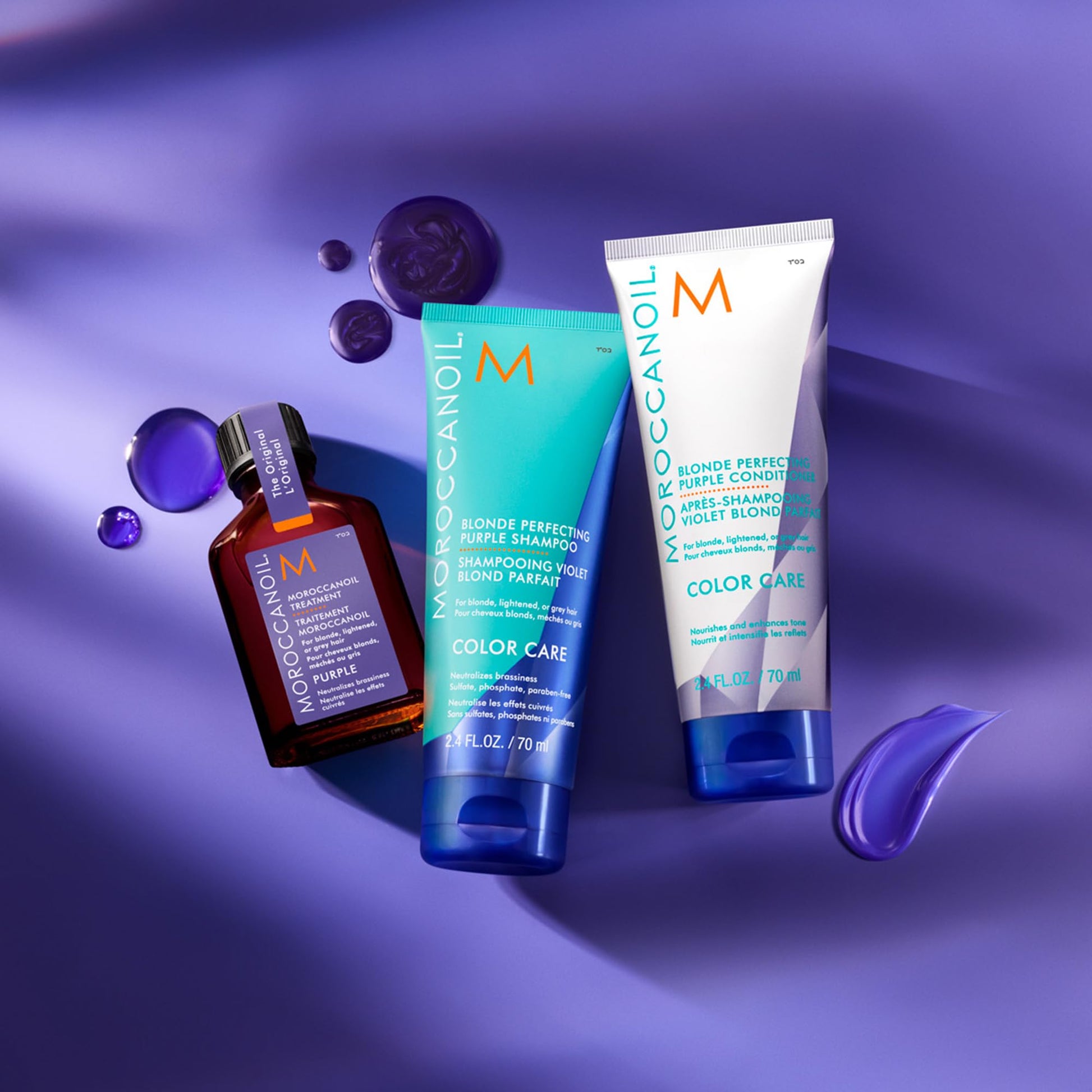 Dark Slate Blue Moroccanoil Blonde Perfecting Purple Shampoo, 2.4 oz