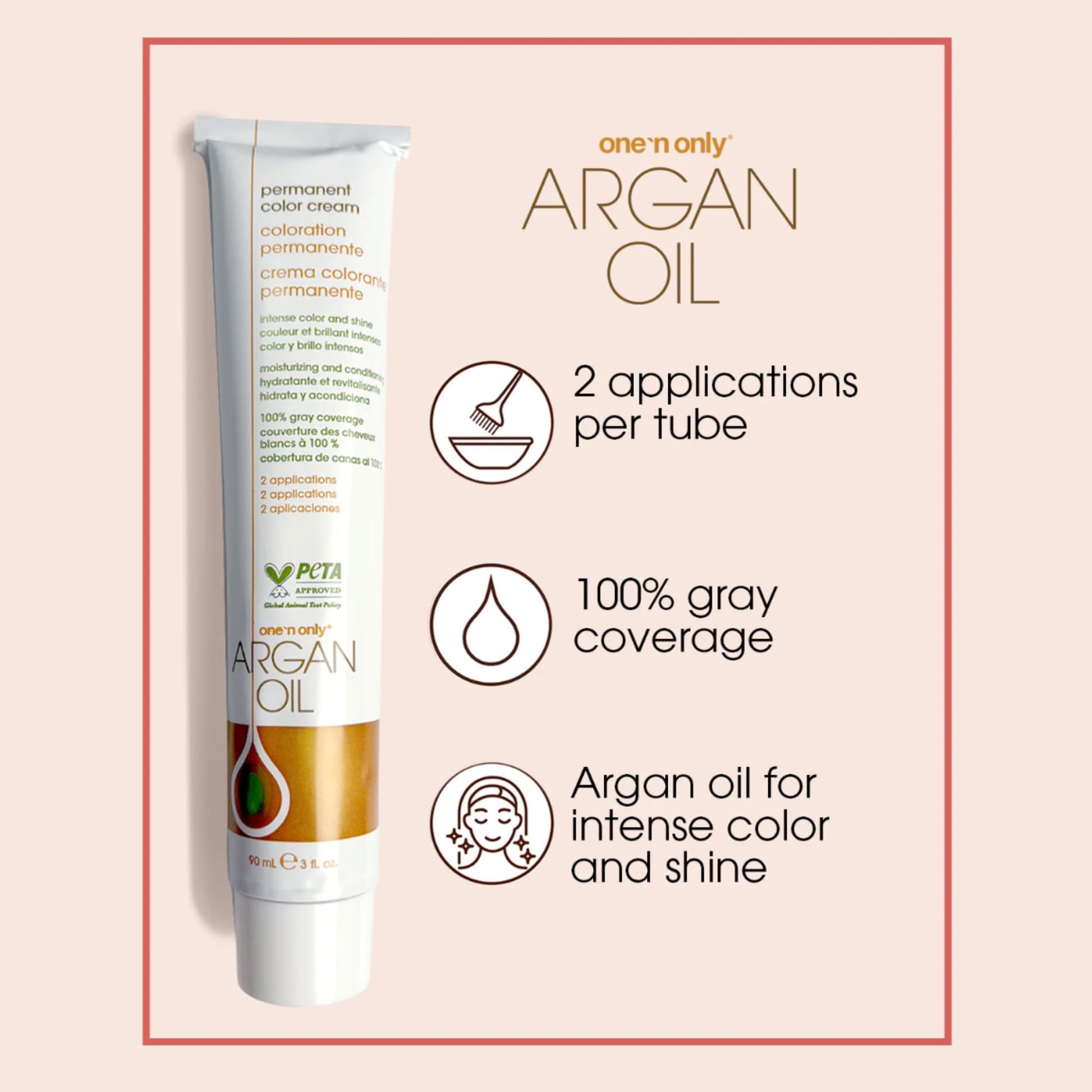 Antique White One N' Only Permanent Hair Color - Permanent Hair Dye Made with Argan Oil - Delivers Rich, Accurate Tones with Gray Coverage - Improves Moisture & Elasticity - 4CH Medium Chocolate Brown (3 oz)