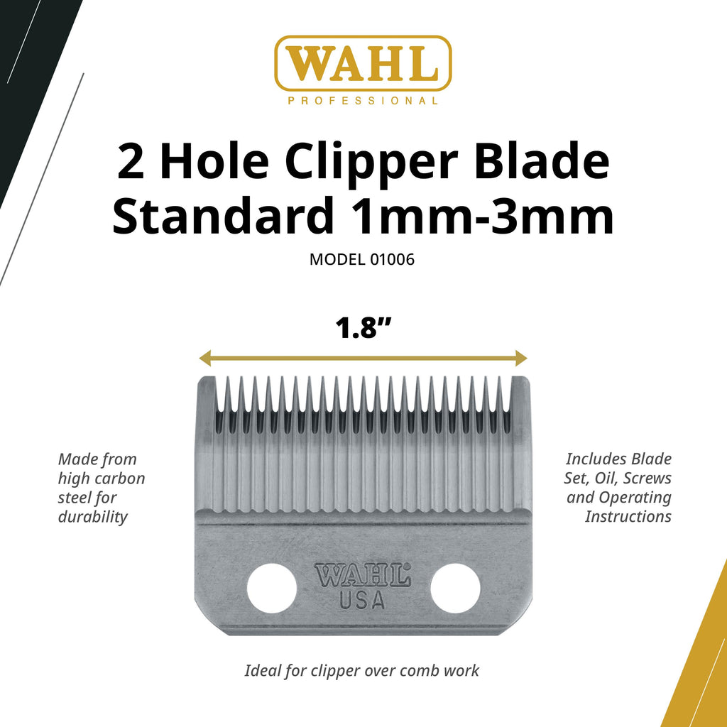 Wahl Professional 2-Hole Standard Clipper Blade, 1mm-3mm Replacement Blade for Super Taper, Super Taper II, Icon, Pro Basic, Sterling 9 Clippers