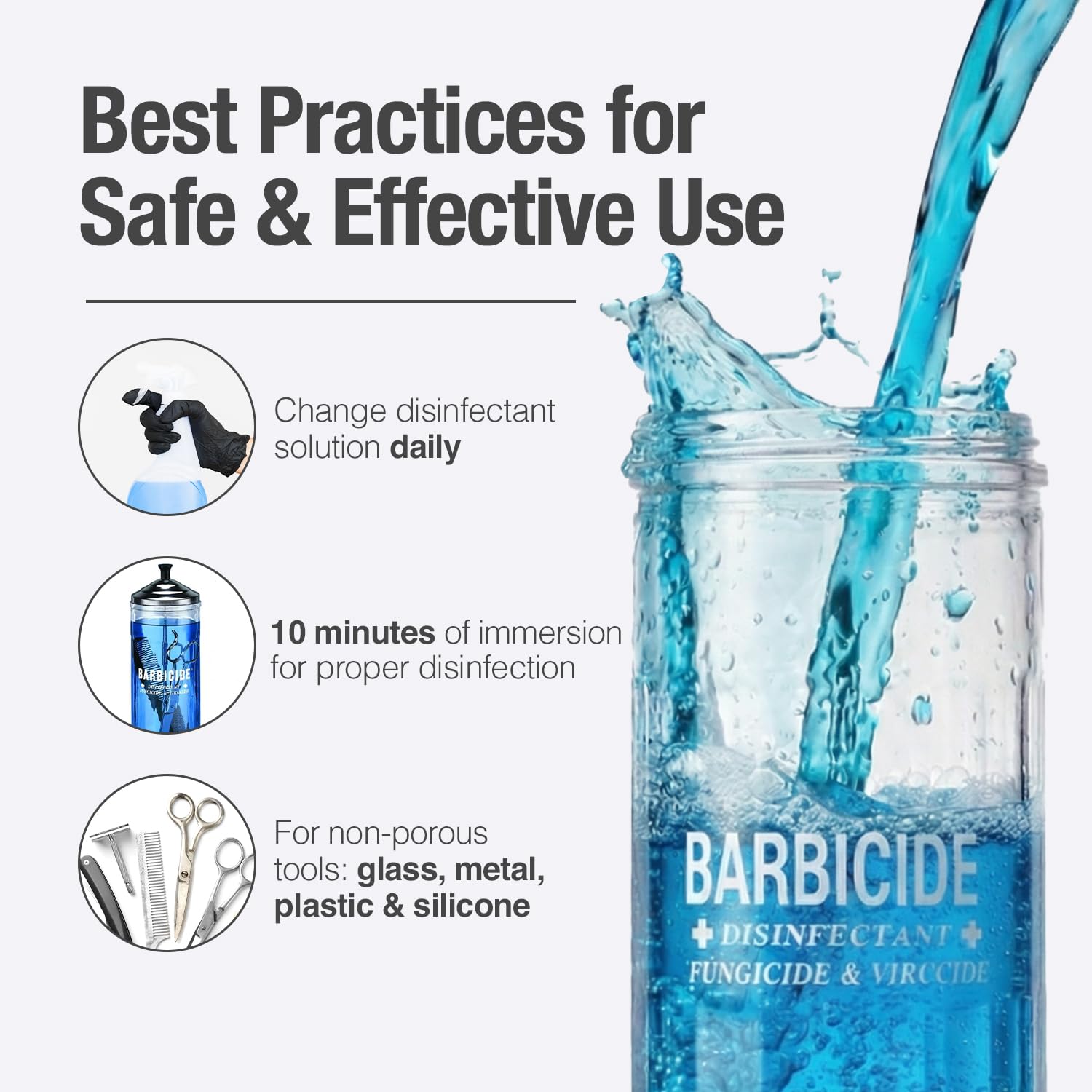 White Smoke BARBICIDE Gallon Disinfectant Concentrate | EPA-Registered, Hospital-Grade Germicide for Salons & Barbershops | Anti-Rust Solution for Shears, Combs & Professional Tools | EPA-Registered