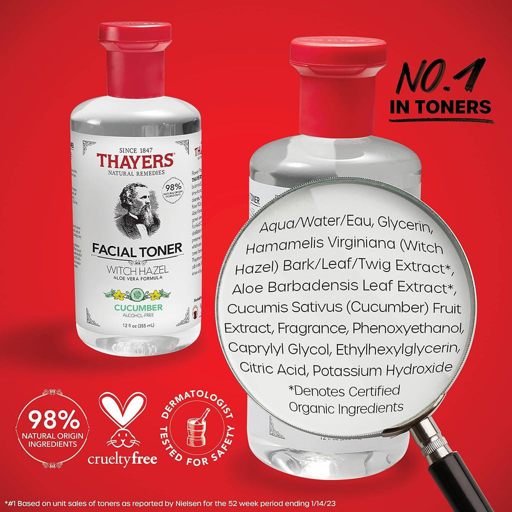 Thayer Cucumber Witch Hazel with Aloe Vera Formula, 12 Fluid Ounce