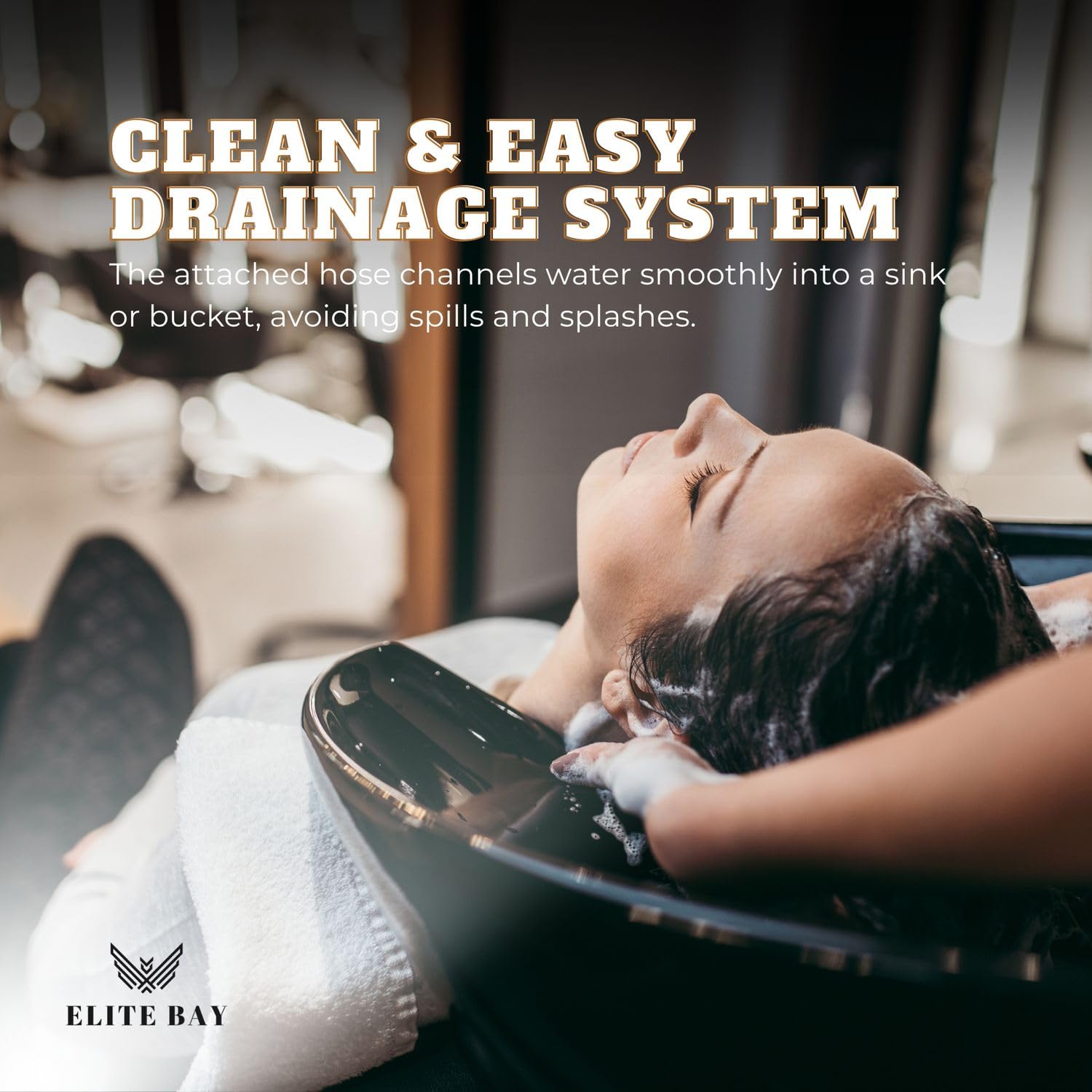 ELITE BAY Hairwashing Sink – Engineerd for Comfort,Salon,barber and beauty studios .Built with durability,ergonomics and modren aesthetics in mind. Adjustable (92–130cm) heavy duty stand and basin.