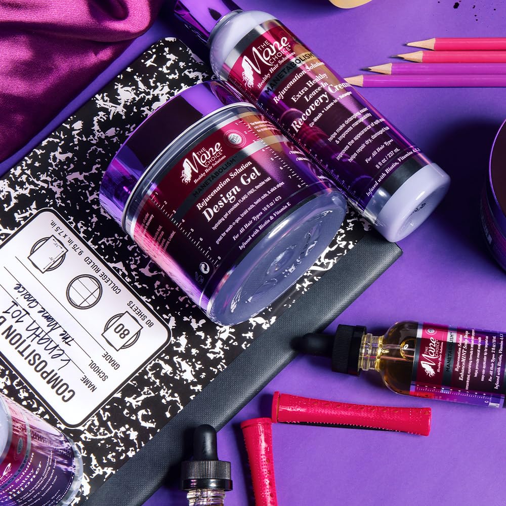 The Mane Choice Manetabolism Rejuvenation Solution Design Gel capillaire, Twist &amp; Braid Gel avec tenue flexible longue durée pour des cheveux brillants et forts, aide à réduire les frisottis et la casse, sans pellicules, 16 oz