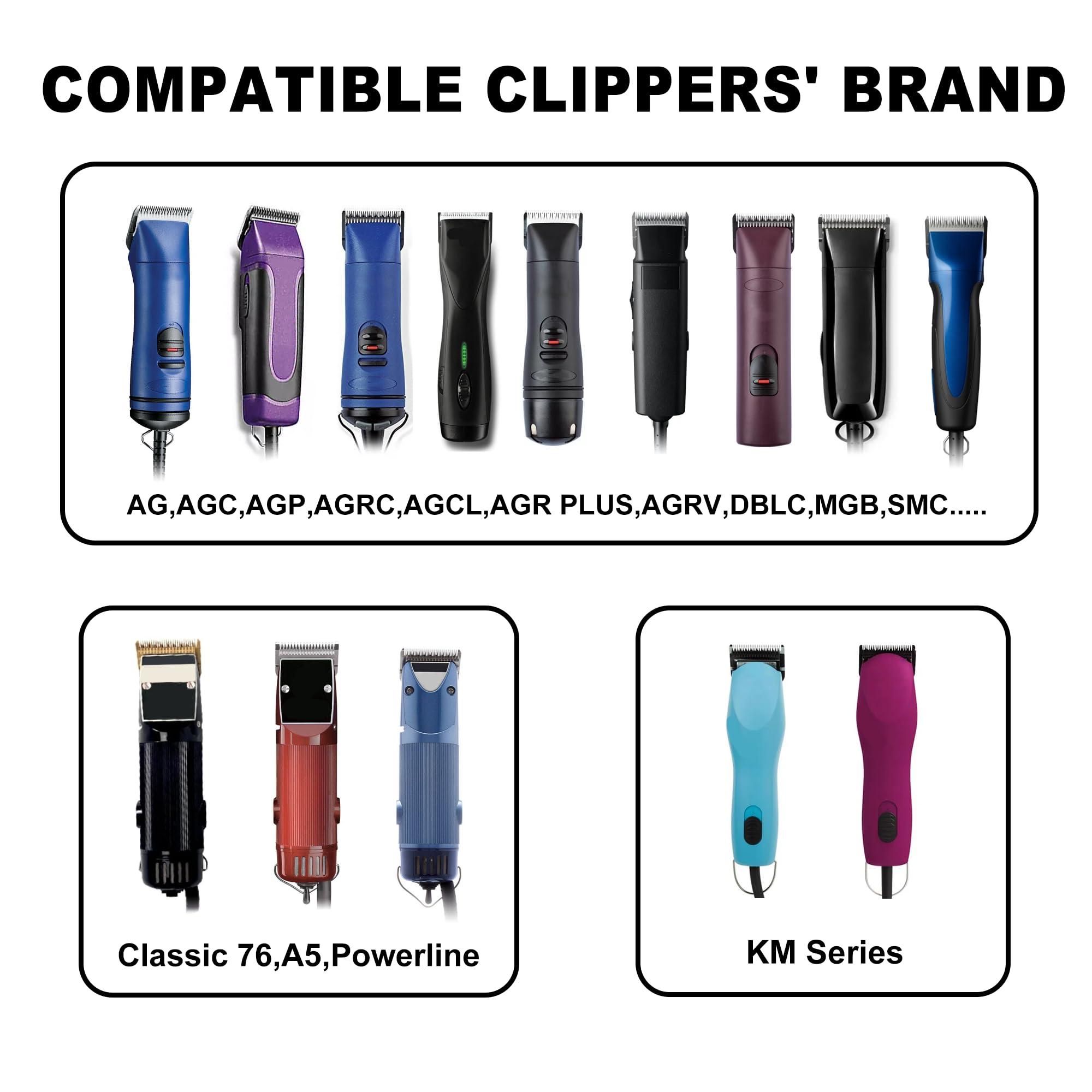 FUHKQE Detachable Pet Clipper Blades Dog Grooming Clipper Replacement Ceramic Blades Set, Compatible with Andis, Wahl, Oster(Size 30#+10#+4FC+5FC+7FC,Cut Length0.5mm-9.5mm)