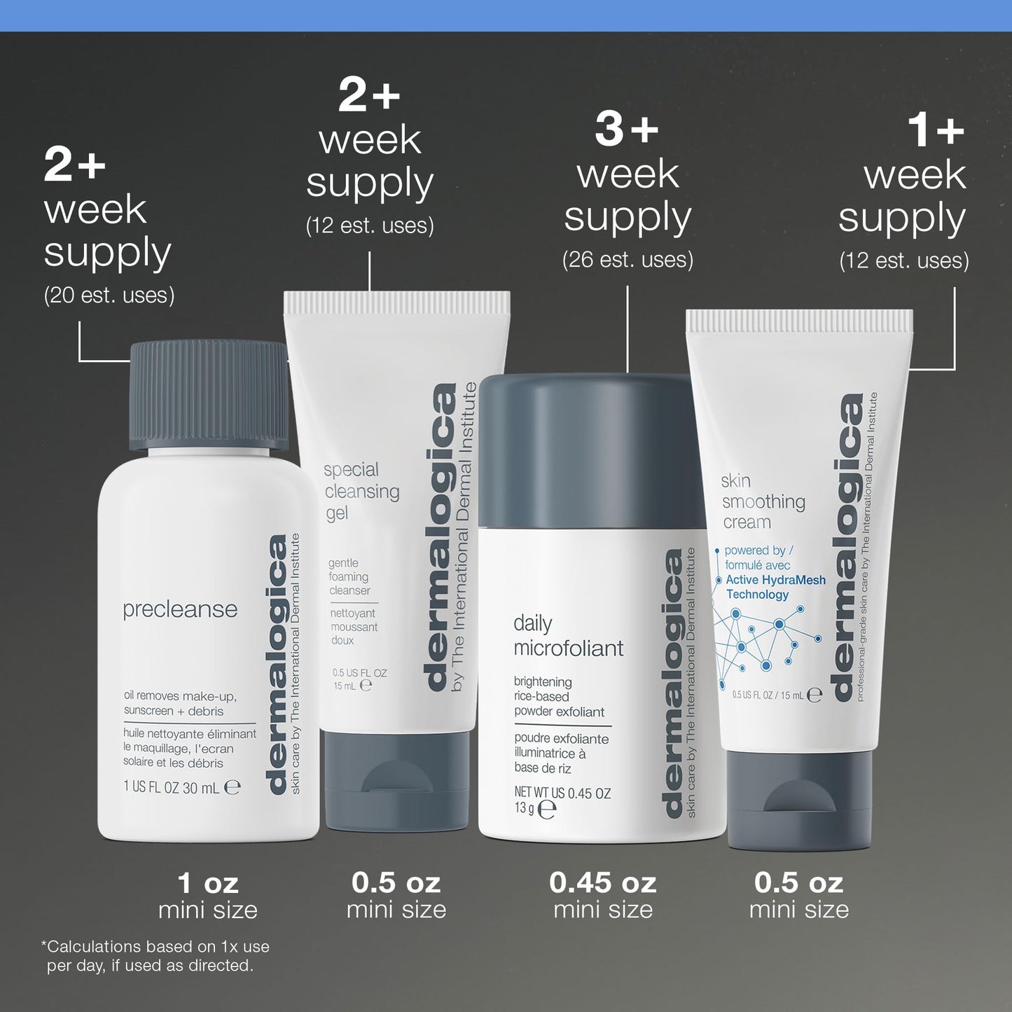 Dermalogica Discover Healthy Skin Kit | Includes: Precleanse, Face Wash, Face Exfoliator, & Moisturizer | Wash Away Impurities to Reveal Glowing Skin