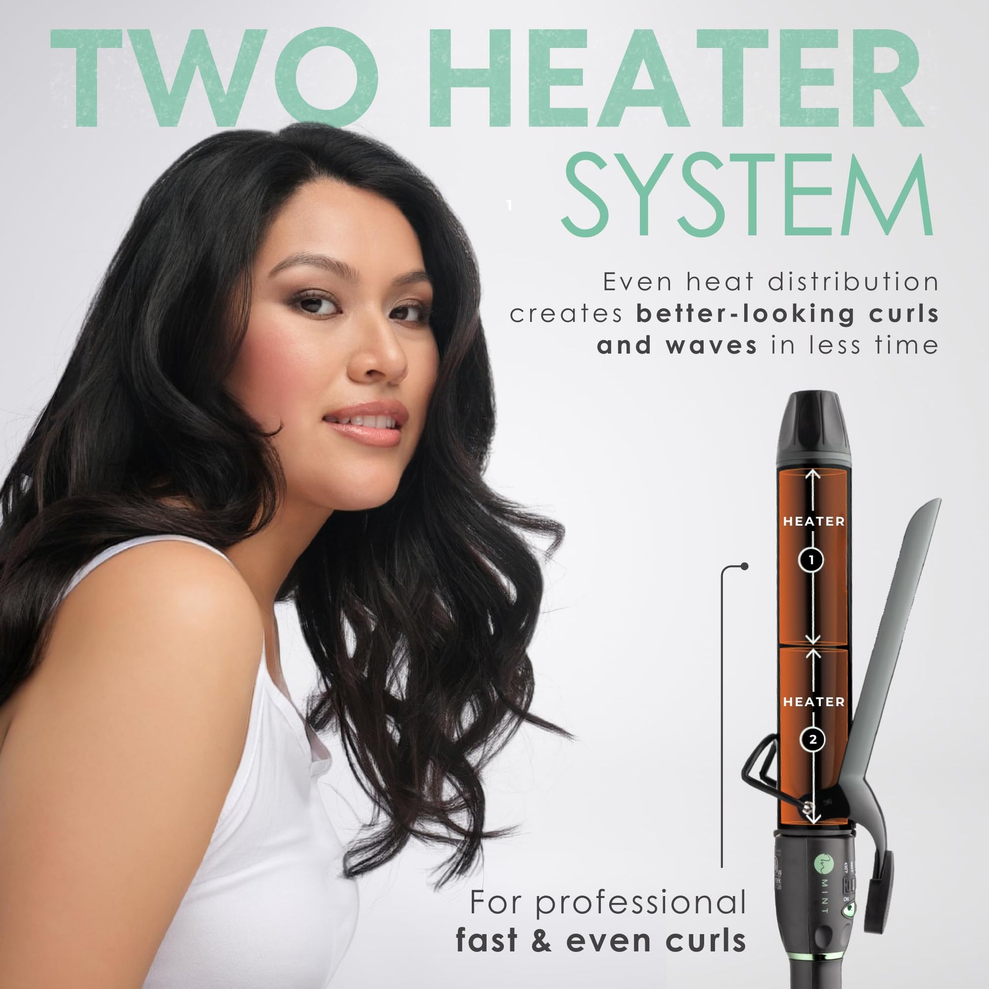 Lavender MINT Professional Extra Long Hair Curling Iron 1 1/4 inch | 2-Heater Ceramic Barrel that Stays Hot | 1.25 Inch Hair Iron Curler for Medium to Large Curls | Travel-Ready International Dual Voltage