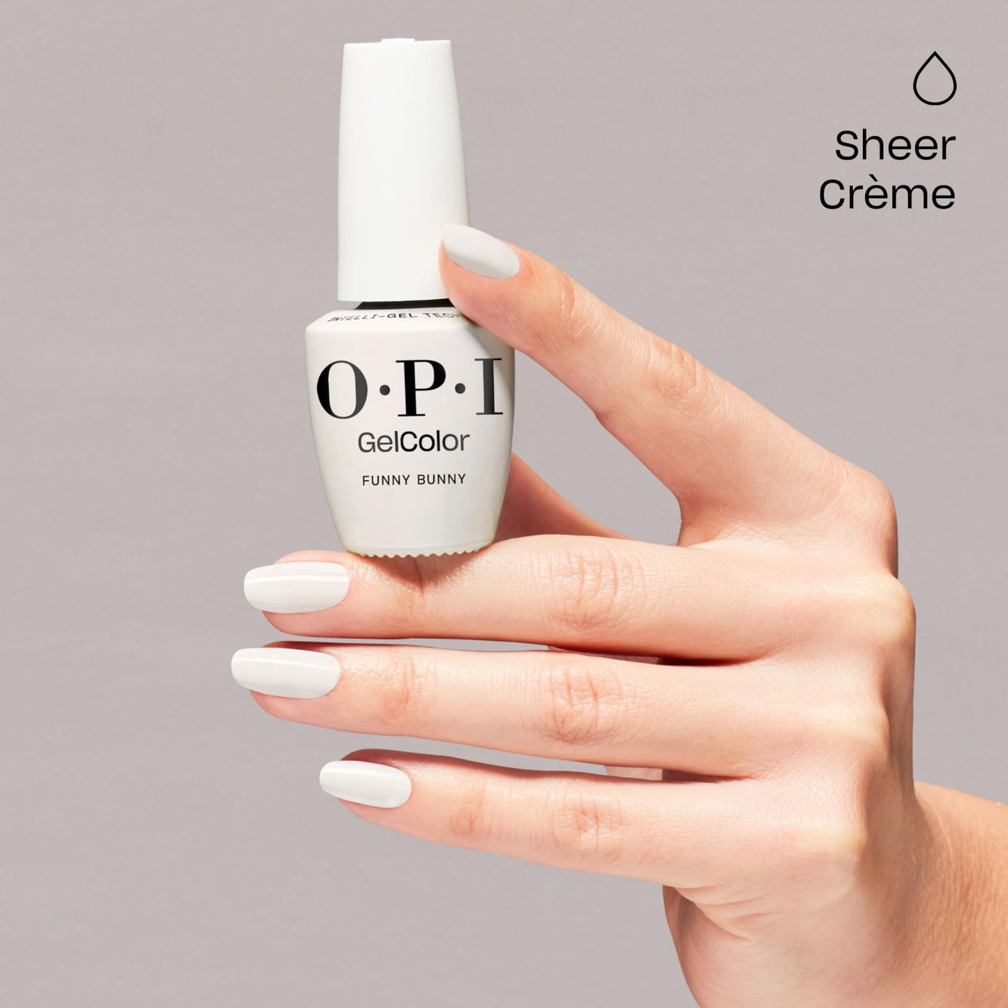 Gray OPI GelColor Iconic Gel Nail Polish + System Bundle | Super Base Coat + Funny Bunny, Sheer Soft White Crème UV Cure Gel Polish + Super Gloss Top Coat