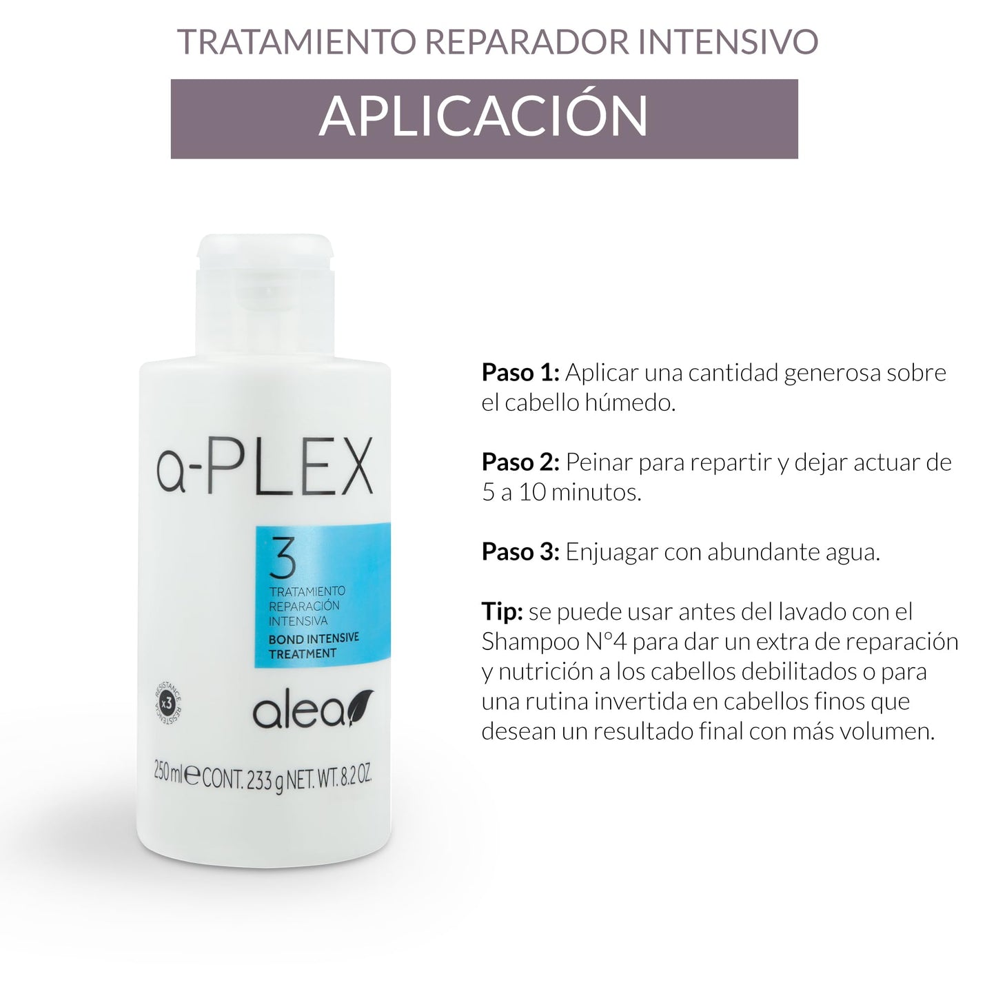 ALEA - Damaged Hair Repair Treatment - A-Plex Nº3 Intensive Repair Treatment - 250 ml - Support hair Strength, Repair and Protect It - Deep Hydration for Hair - Manageability