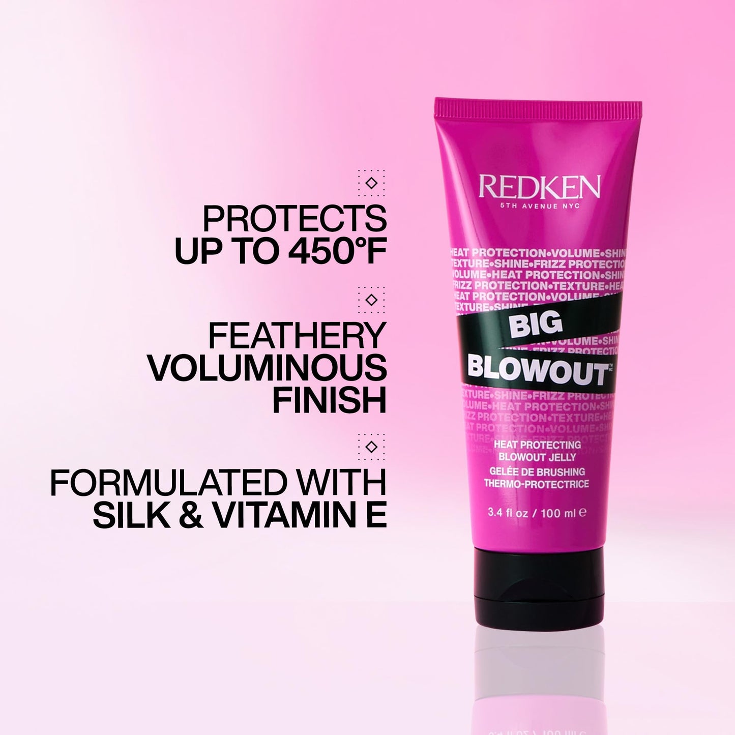 Redken Big Blowout Heat Protection Jelly Serum | Offers Shine and Texture | Frizz Control | Volume for Fine Hair | Blowdry Styling Gel | For All Hair Types