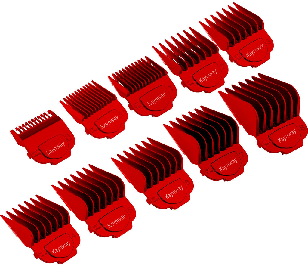 Kaynway for Andis Magnetic Clipper Guards 10PCS, Upgrade Professional Clipper Guard Comb Guides for Andis Master Hair Clippers - 1/16" to 1"(Red)
