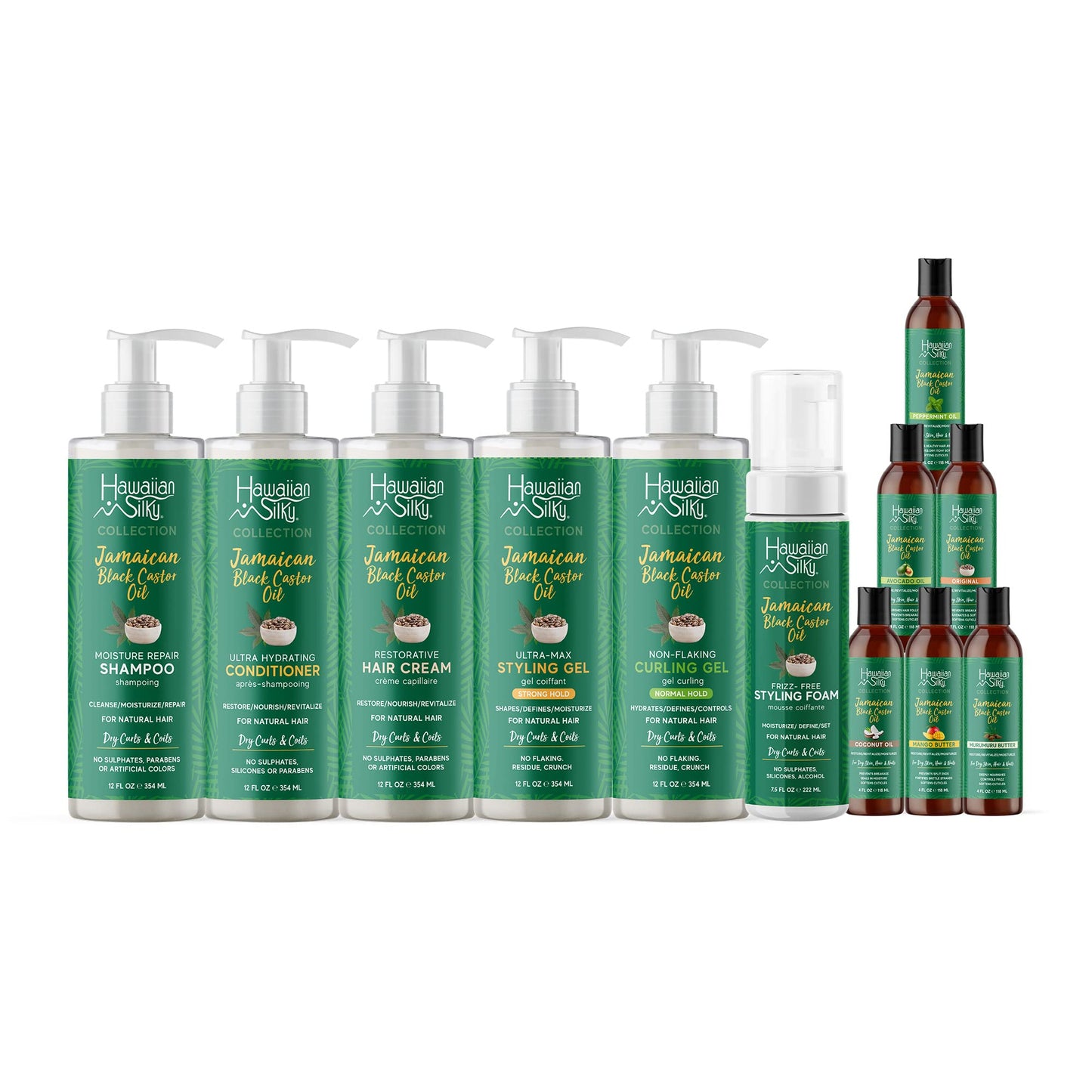 White Smoke Hawaiian Silky Jamaican Black Castor Oil Collection Non Flaking Curling Gel