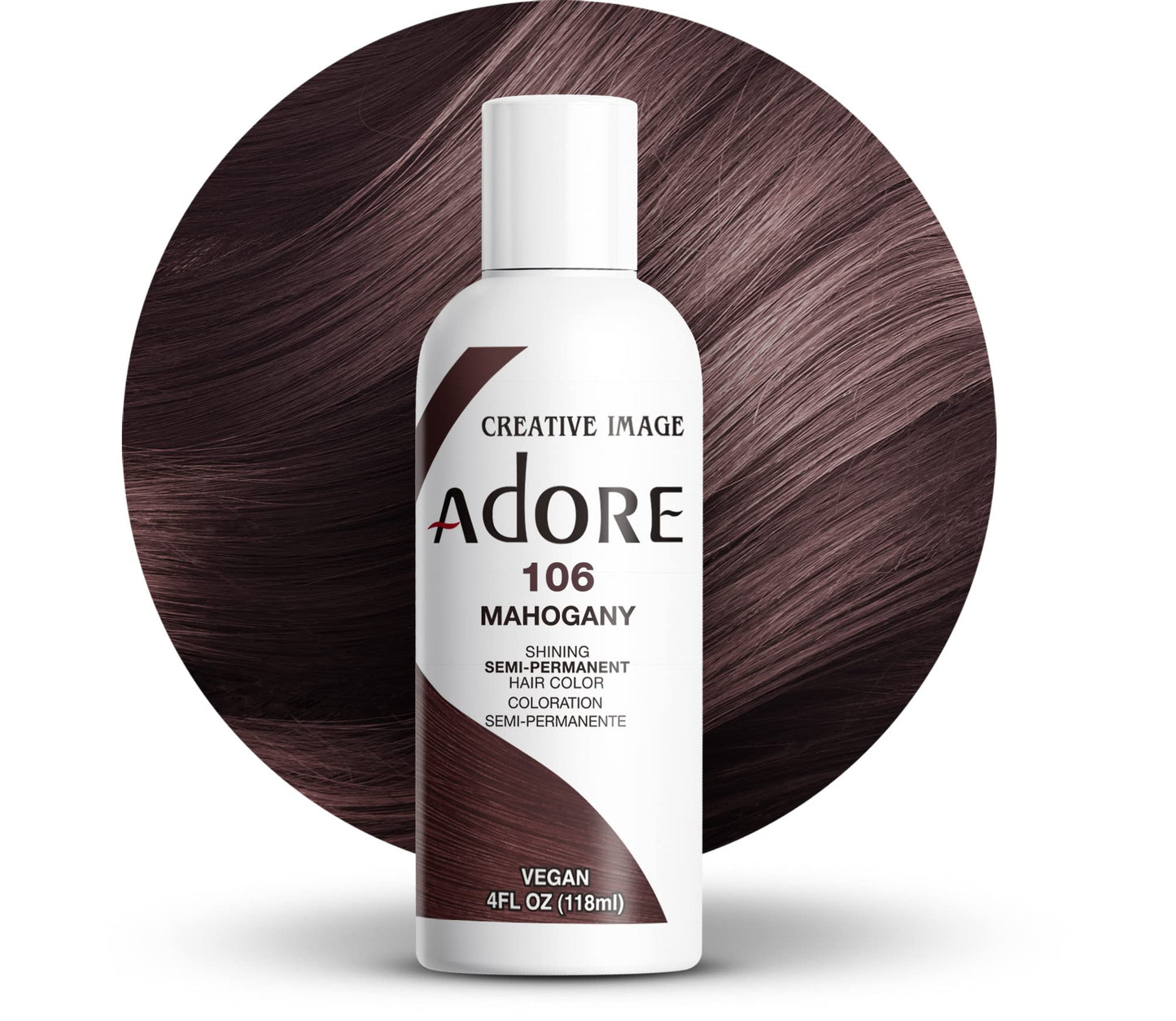 Adore Semi Permanent Hair Color - Vegan and Cruelty-Free Hair Dye - 4 Fl Oz - 106 Mahogany (Pack of 1)