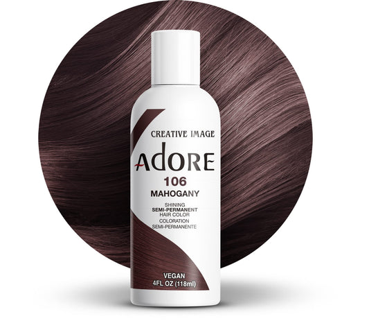 Adore Semi Permanent Hair Color - Vegan and Cruelty-Free Hair Dye - 4 Fl Oz - 106 Mahogany (Pack of 1)