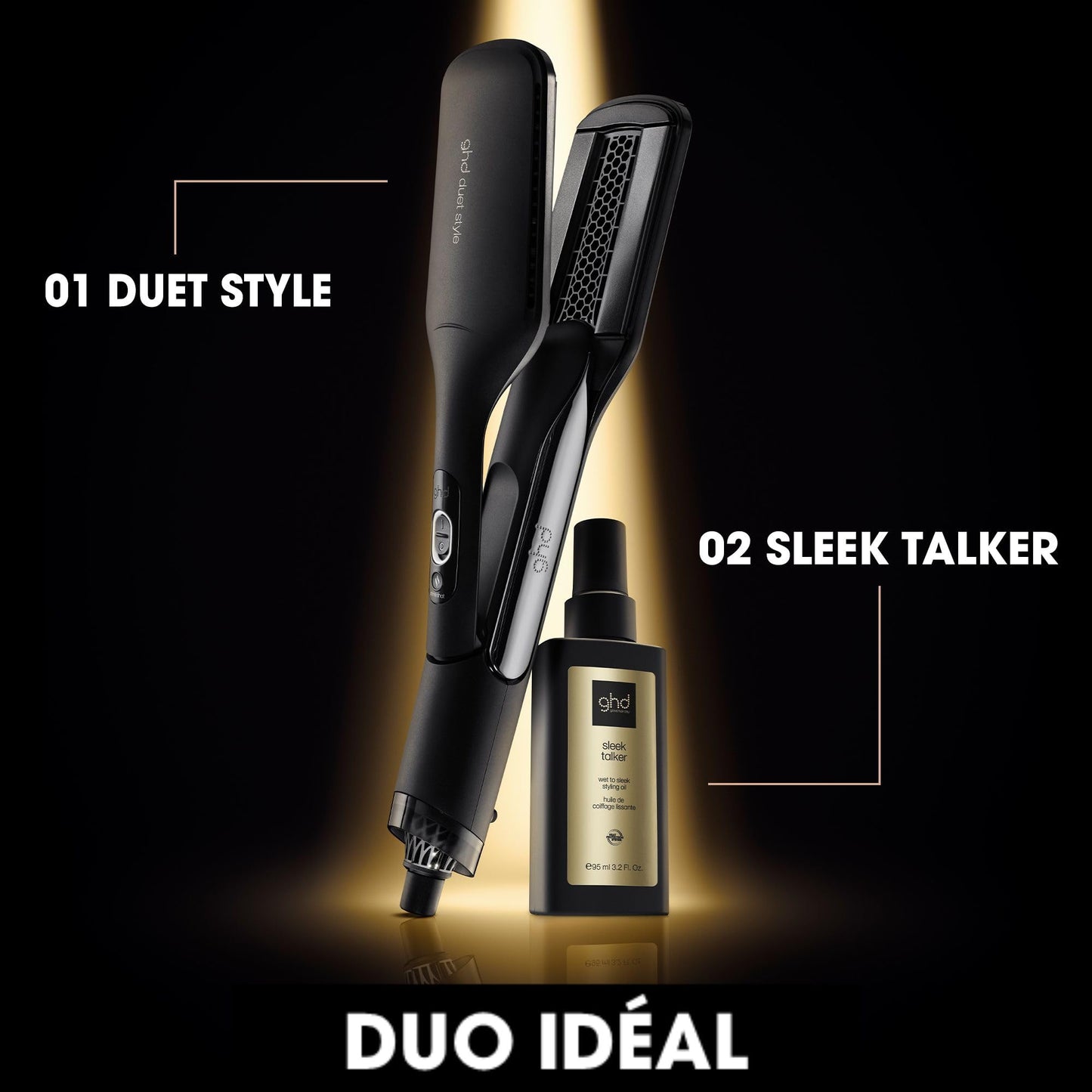 ghd - Lisseur séchant ghd Duet Style - Lisseur Séchant 2-en-1（黑色） - Sèche et lisse sans chaleur extrême - Des cheveux doux et lisses 吊坠 72H - Idéal tous types de cheveux, sur cheveux mouillés