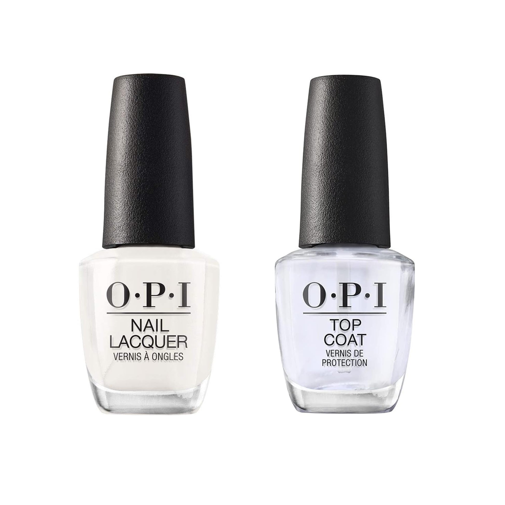 White Smoke Bundle of OPI Nail Lacquer, Funny Bunny, White Nail Polish, 0.5 fl oz + OPI Top Coat, Protective High Gloss Shine Nail Polish Top Coat, 0.5 fl oz