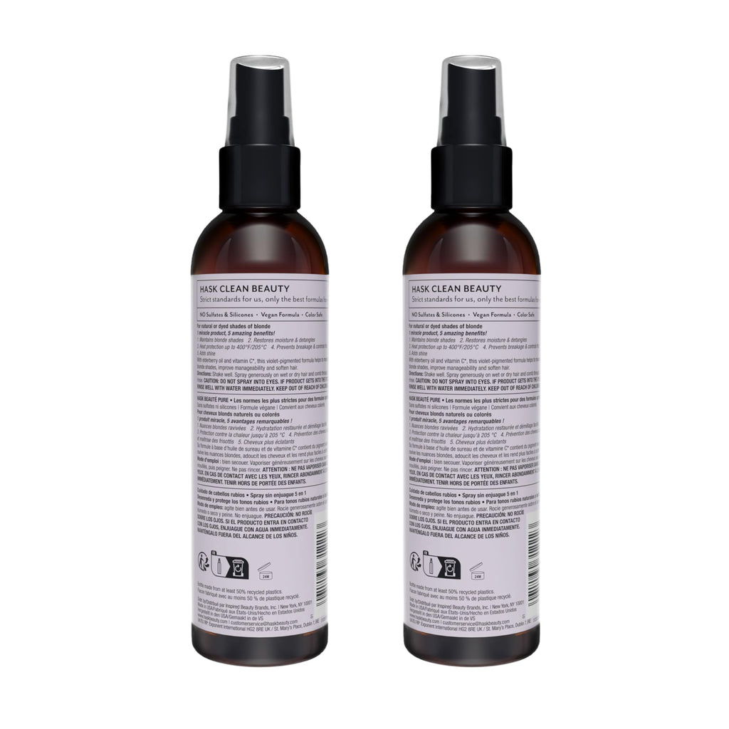 HASK BLONDE CARE 5-IN-1 Leave-In Spray Conditioner 2 Piece Bundle- vegan formula, cruelty free, color safe, gluten-free, sulfate-free, paraben-free
