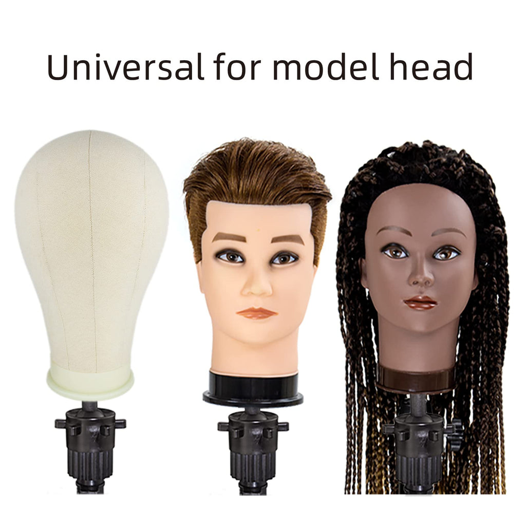 LUNGCYX 23Inch Wig Stand Tripod,Canvas Wig Head Stand Mannequin Head Foldable Wig Stand Set for Making Display with Table Clamp,Wig Cap & T Pins