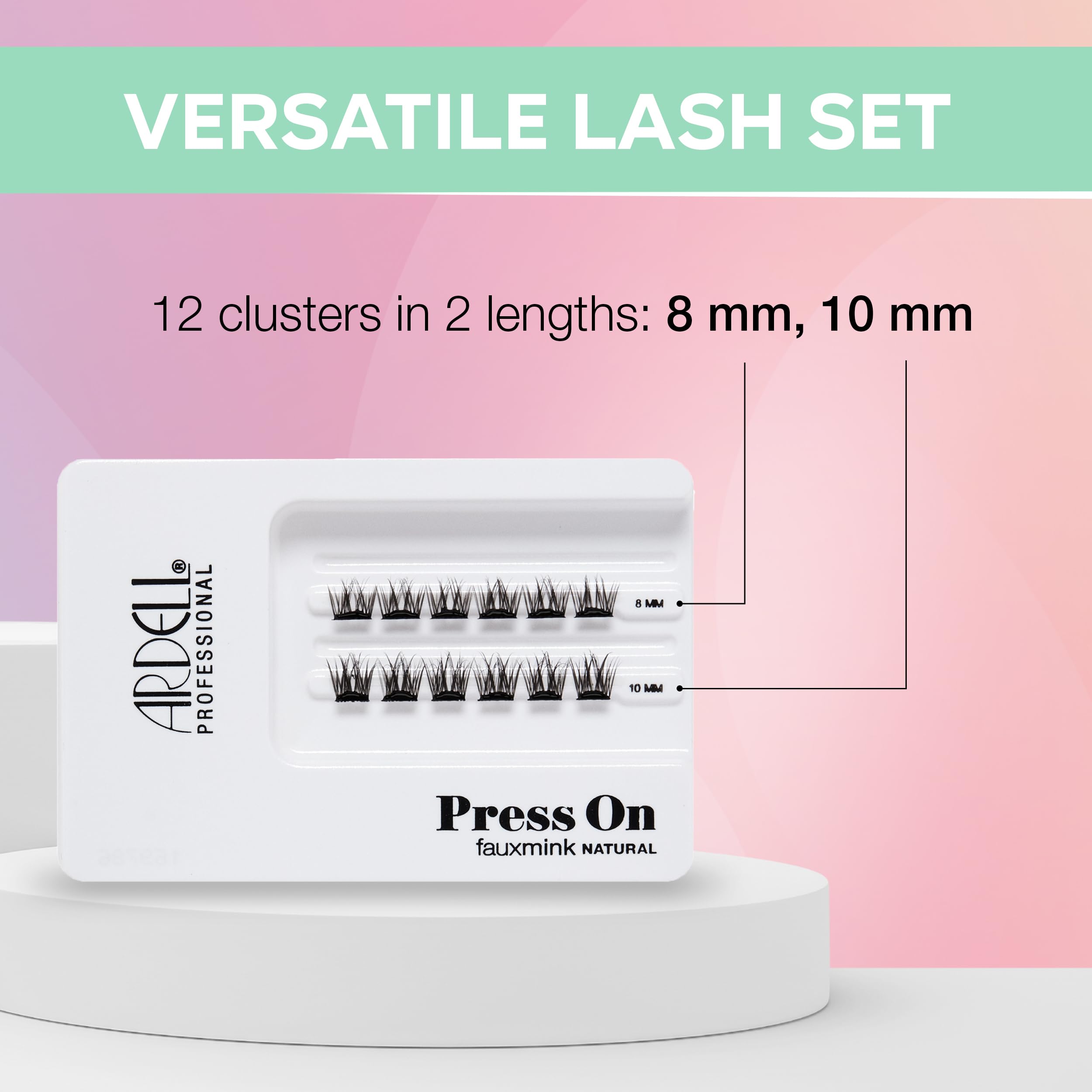Ardell Press On Lashes Fauxmink Natural – Pre-Glued Underlash Extensions, Lash Clusters, No Glue Needed, 12 ct