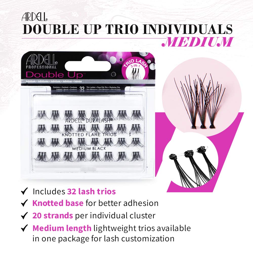 Ardell Double Up Individual Lashes, Customizable DIY Lash Clusters, Reusable False Eyelashes, Eyelash Extensions, 4 Pack