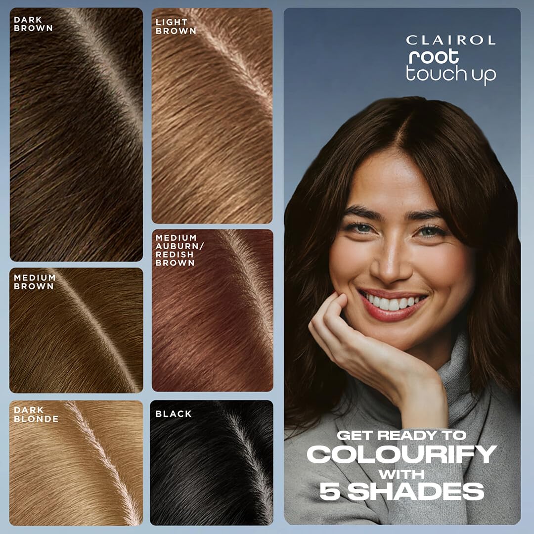 Black Clairol Root Touch-Up Temporary Hair Coloring Spray, Medium Brown Hair Color | Instant Natural-Looking Gray Root Coverage | Ammonia Free | Lightweight Formula | Pack of 1