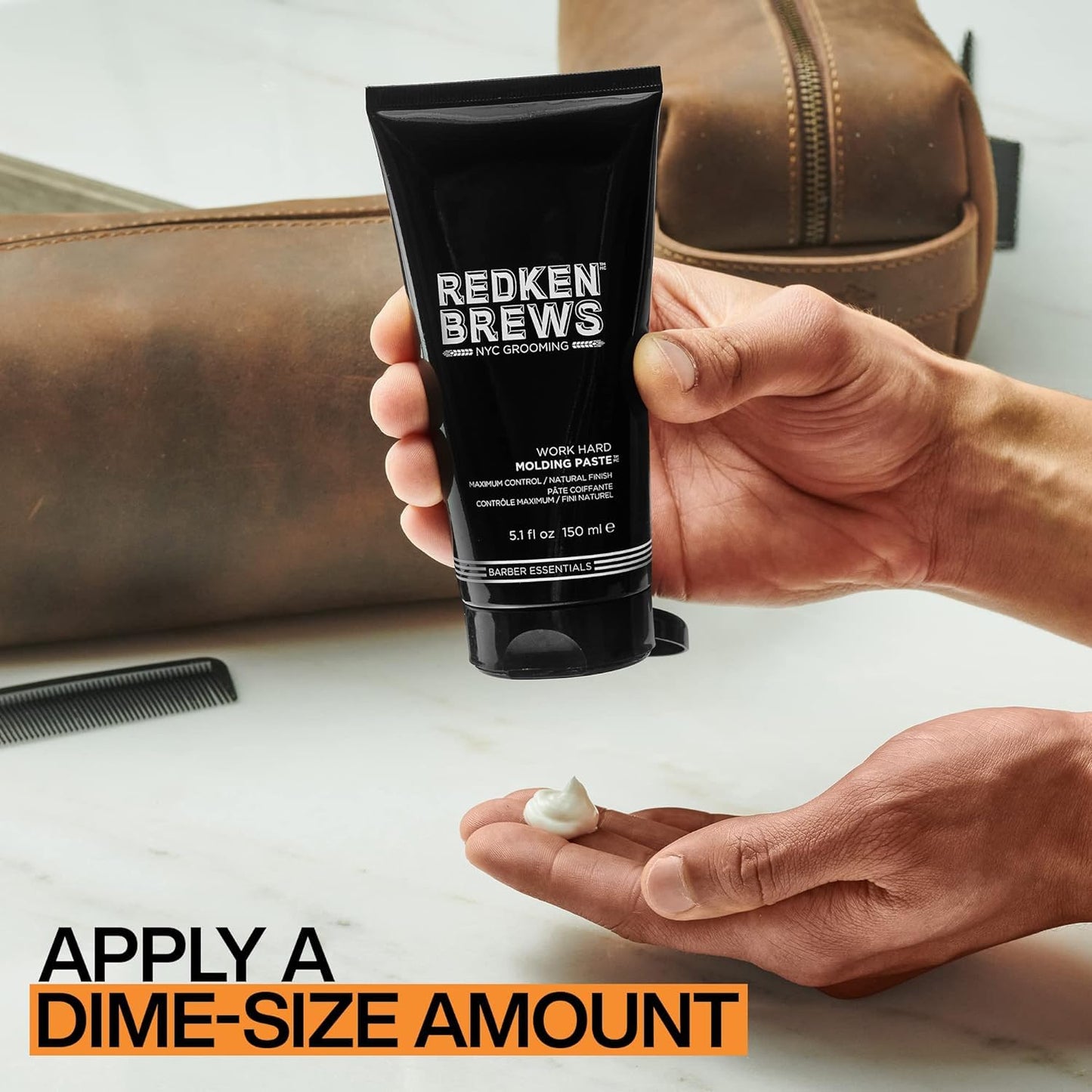 Redken Brews Molding Paste For Men | Men's Hair Styling Paste | High Hold & Maximum Control | Natural, Matte Finish | Sulfate Free | For All Men's Hair Types