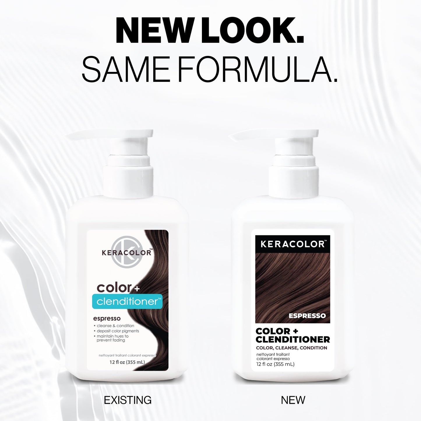 White Smoke Keracolor Color + Clenditioner 3-in-1 Color-Depositing Conditioner, Gently Cleanses & Conditions, Semi-Permanent Espresso Hair Color, 12 Fl Oz