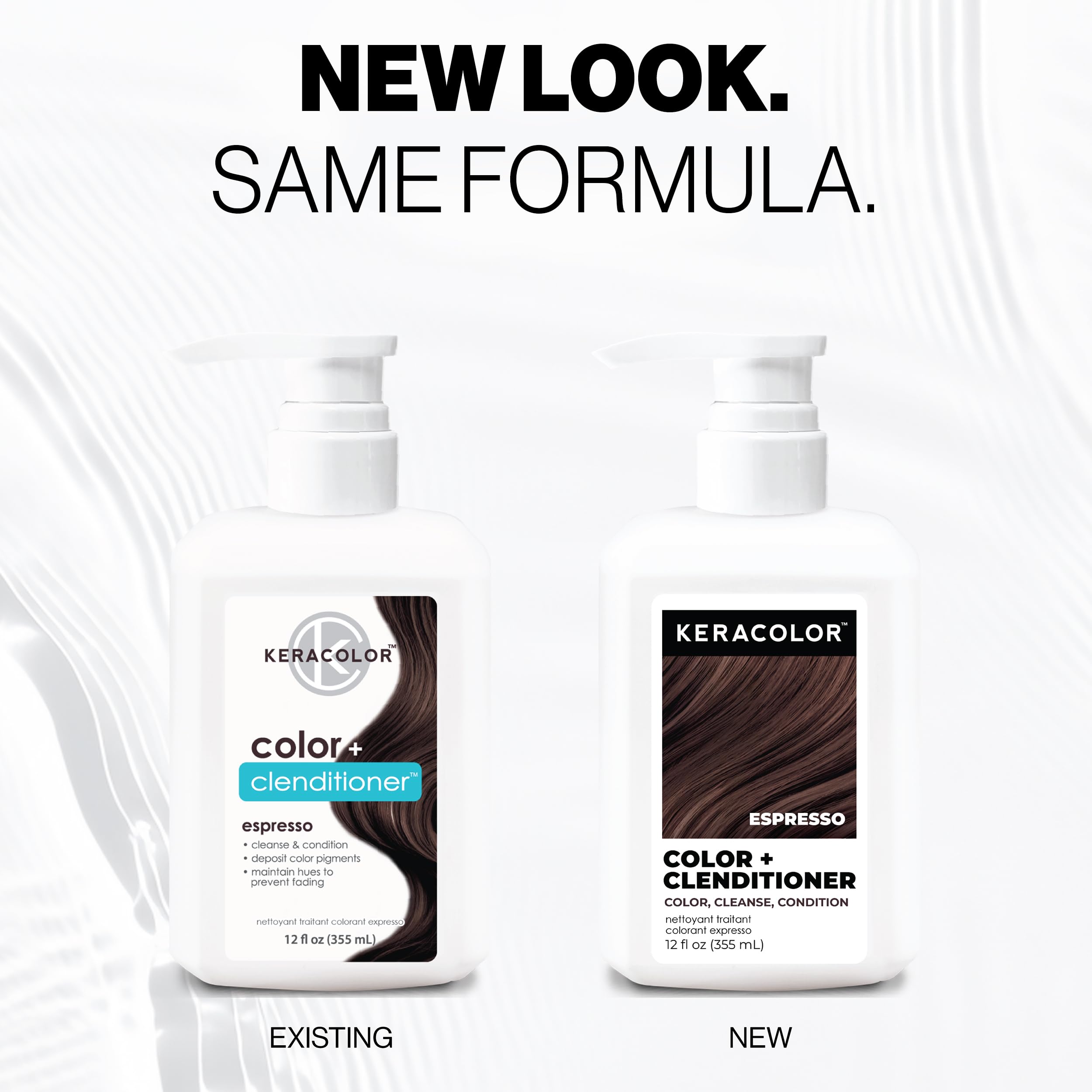 Keracolor Color + Clenditioner 3-in-1 Color-Depositing Conditioner, Gently Cleanses & Conditions, Semi-Permanent Espresso Hair Color, 12 Fl Oz