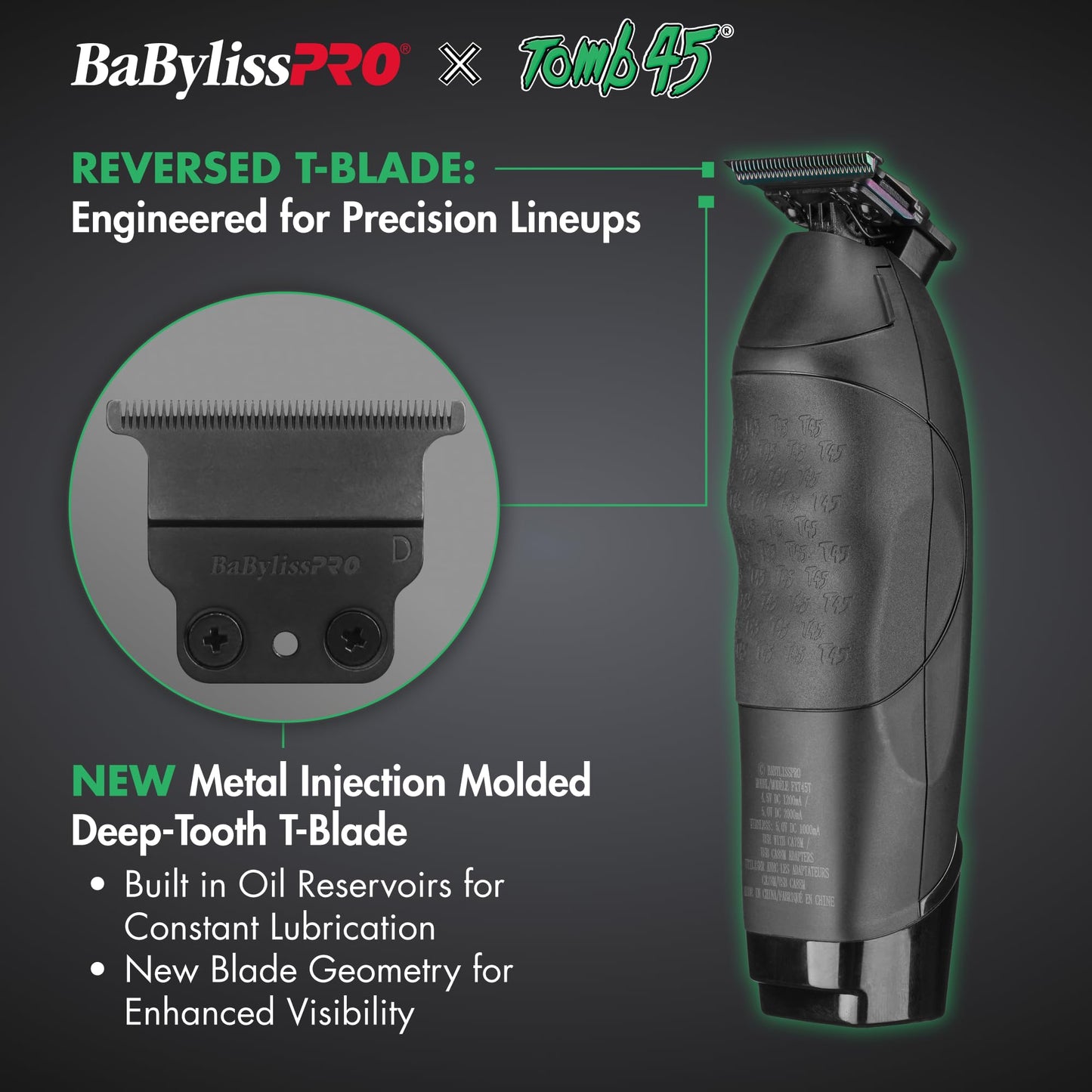 Dark Slate Gray BaBylissPRO x Tomb45 Wireless-Charging Clipper and Trimmer Prepack