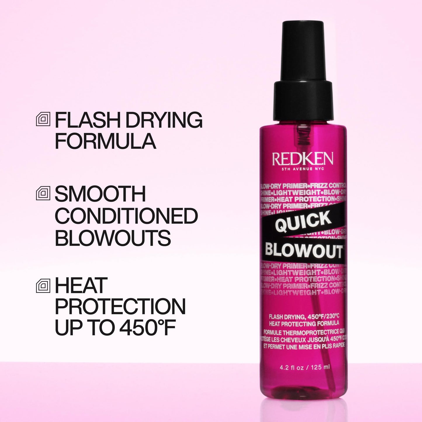 Redken Quick Blowout Heat Protectant Spray | Smooths & Adds Shine | Lightweight Blowdry Styling Primer & Heat Protection for Blowouts | For All Hair Types