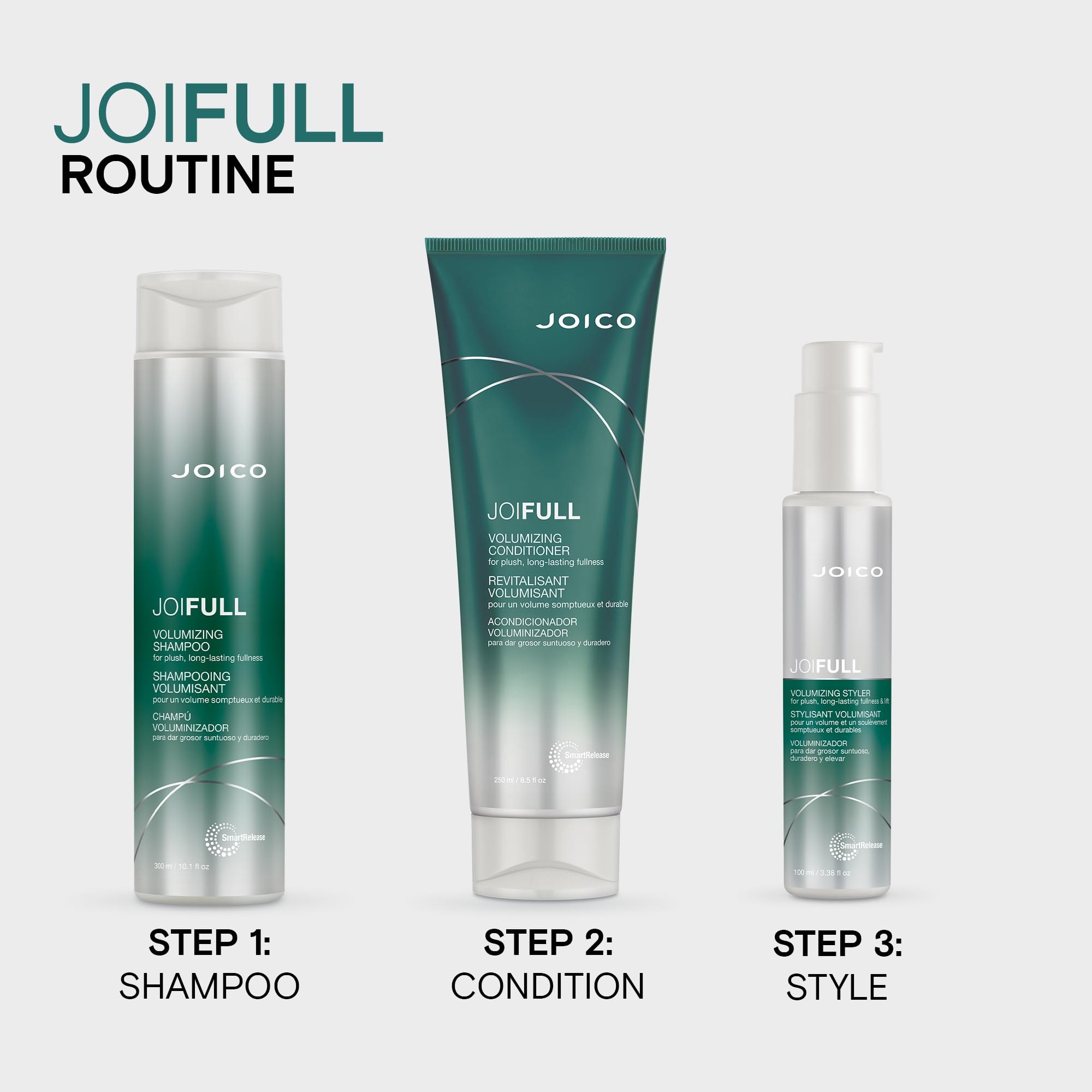 Joico JoiFULL Volumizing Styler | For Fine, Thin Hair | Add Instant Body | Long-Lasting Volume & Texture | Protect Against Pollution | With Rice Protein & Bamboo Extract | 3.38 Fl Oz