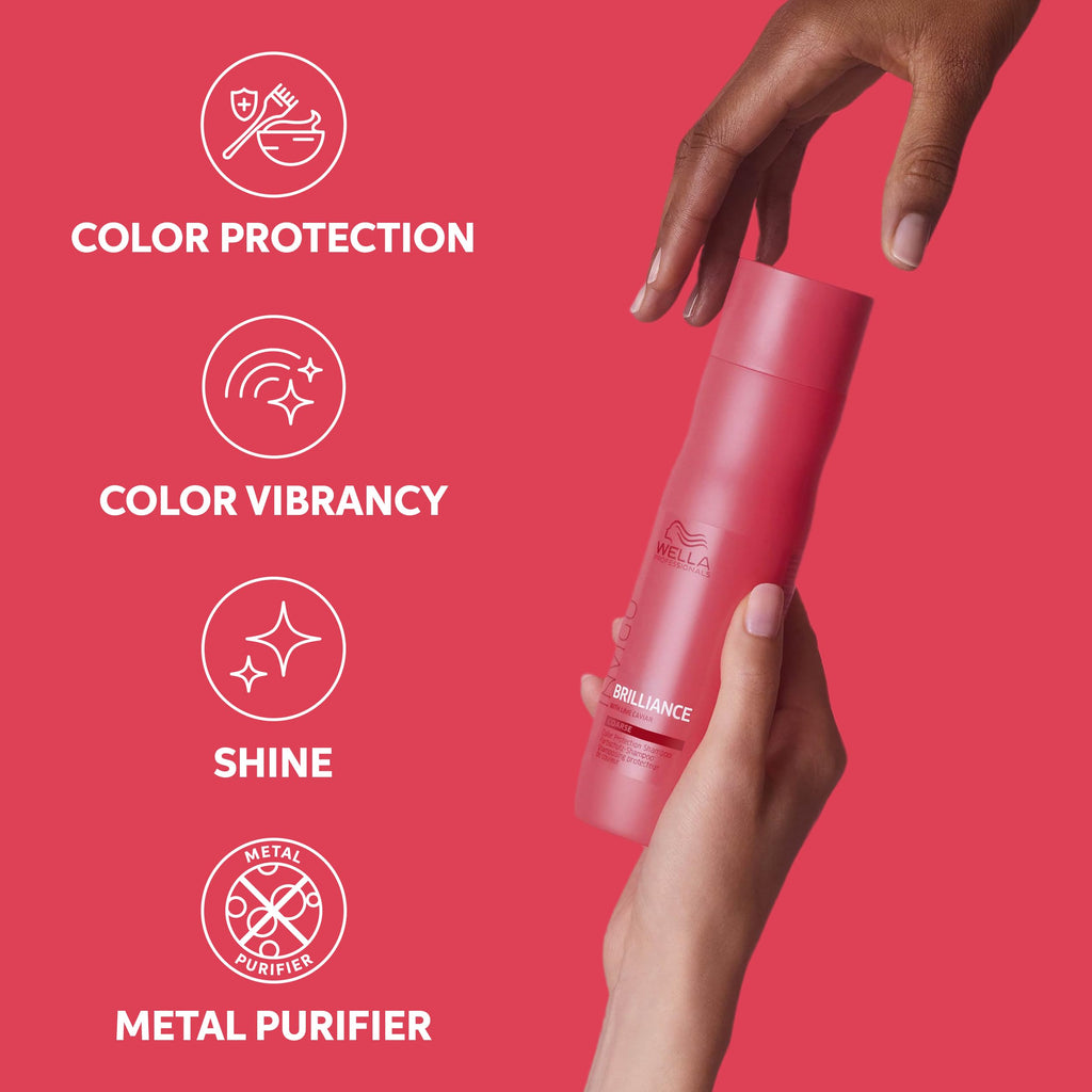 Wella Professionals Invigo Brilliance Shampoo for Coarse Hair | Color Protection & Vibrancy | 10.1 Fl Oz