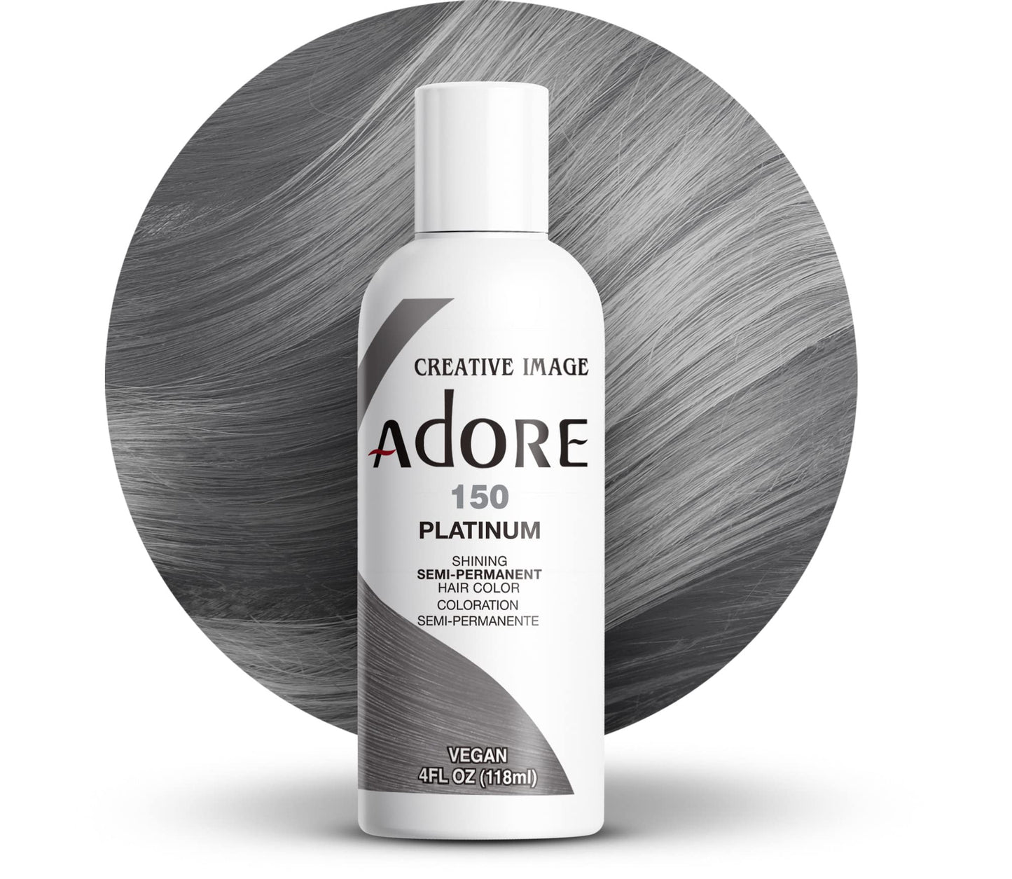 Adore Semi Permanent Hair Color - Vegan and Cruelty-Free Hair Dye - 4 Fl Oz - 150 Platinum (Pack of 1)