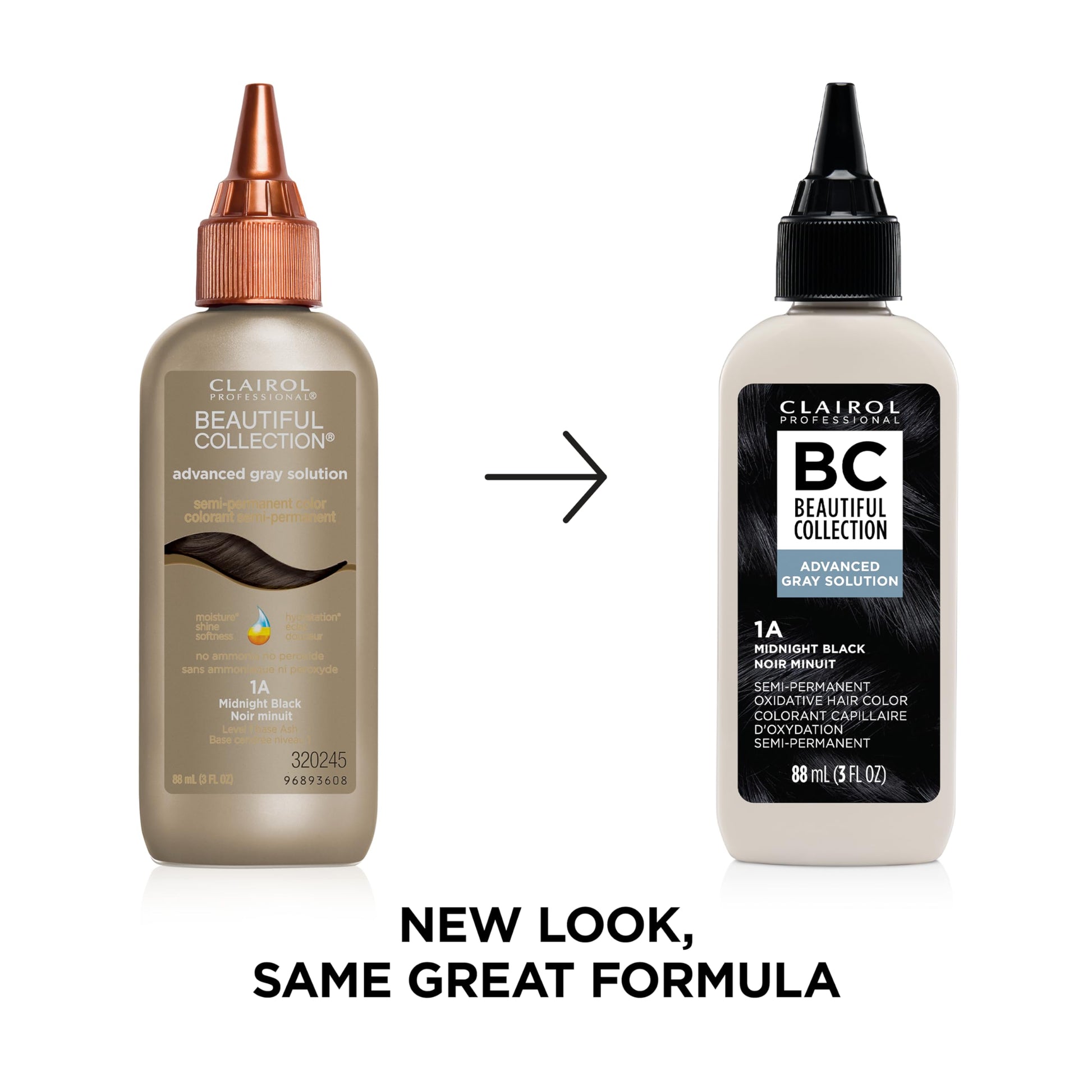 White Smoke Clairol Professional Beautiful Collection Advanced Gray Solutions, 1A Midnight Black, 3 oz. - Packaging May Vary
