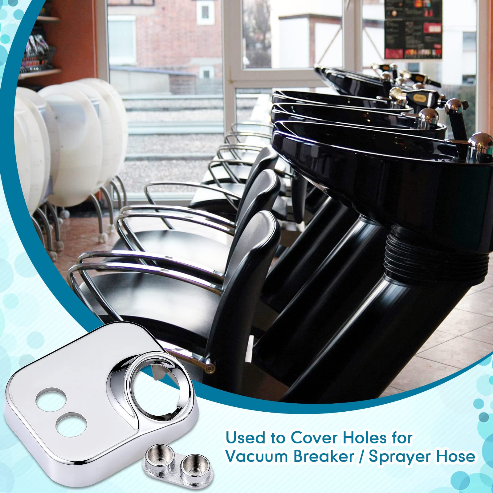 Black Hortsun Shampoo Bowl Vacuum Breaker Kit, Hardware Handle, 7 Pcs Stainless Steel, Chromium Plated Brass, 31 inches, for Salon Sink Parts Replacement