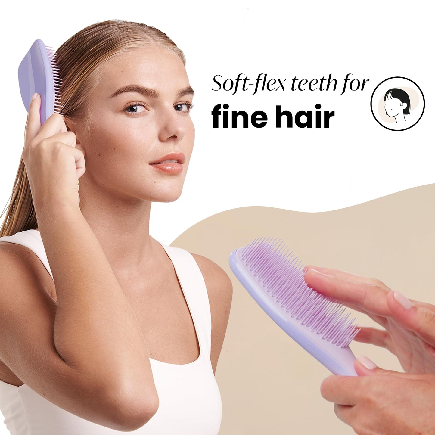 Brosse démêlante ultime Tangle Teezer Fine &amp; Fragile, brosse pour cheveux secs et humides pour démêler et réduire la casse, Hypnotic Heather