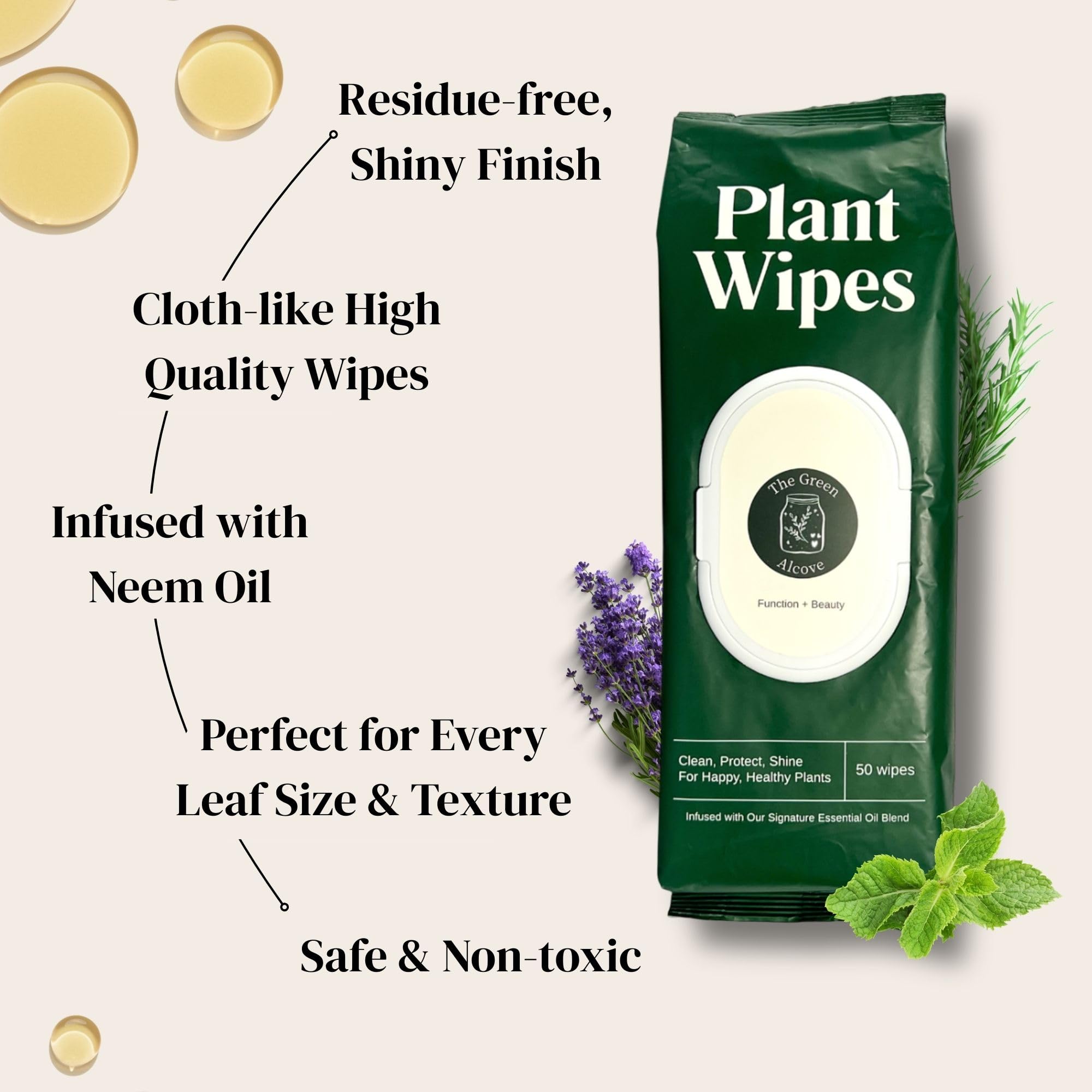 The Green Alcove Plant Leaf Cleaner & Leaf Shine, Plant Cleaner | 2 Pack of 50 (Total 100 Count)