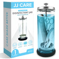 JJ CARE Disinfectant Jar (42oz) - Barber Disinfectant Jar Glass, Sanitizer Container w/Stainless Steel Removable Strainer & Cap for Manicure, Salon, Spa and Barber Tools - Silver Lid
