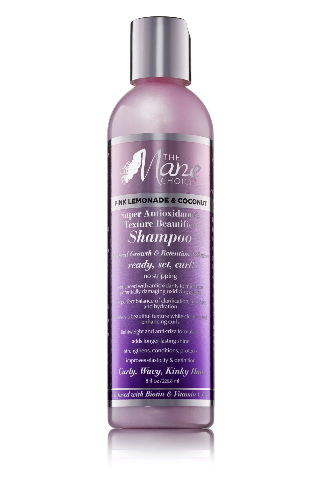 Shampooing super antioxydant et embellisseur de texture à la limonade rose de The Mane Choice